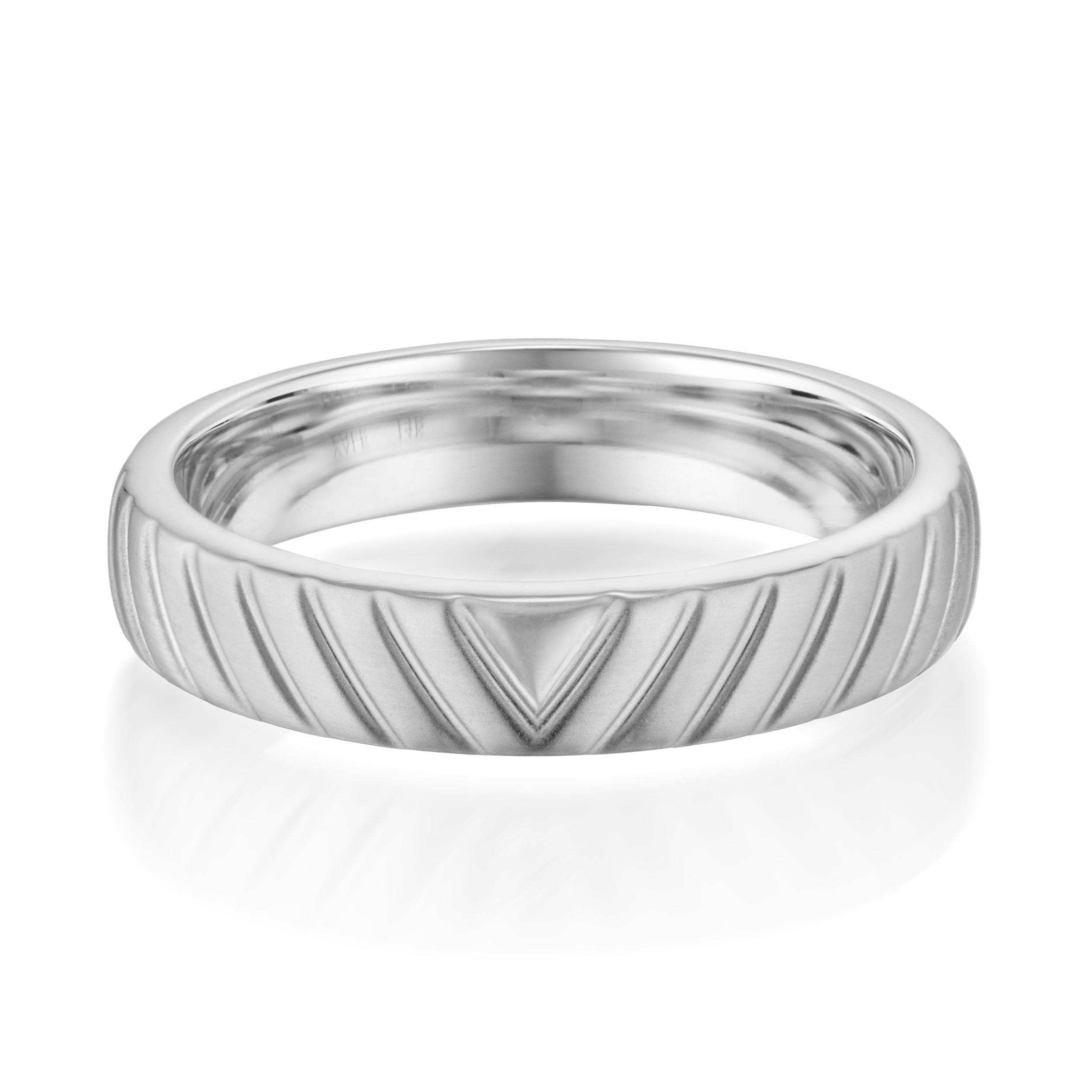 Vale Jewelry Chevron Low Dome Ring in White Gold Front View