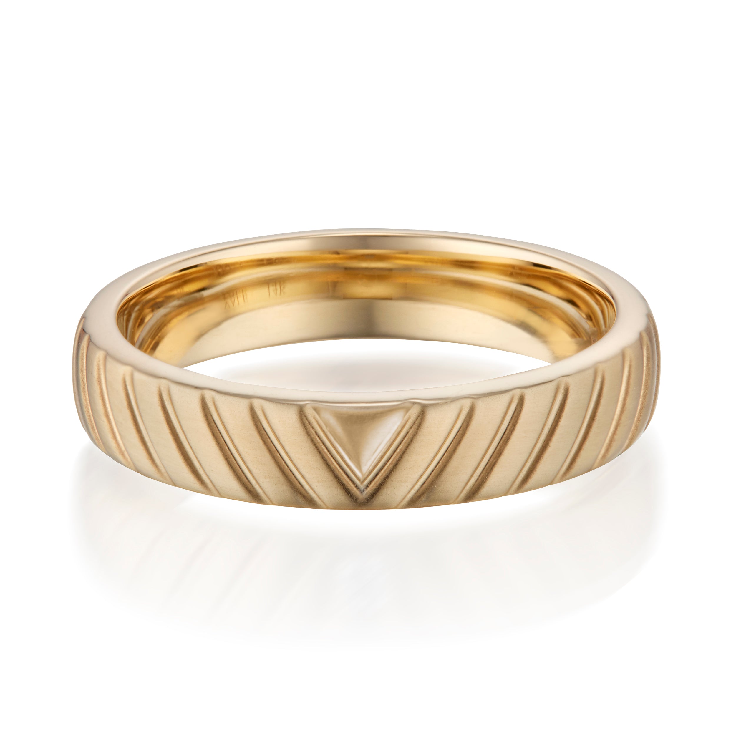 Vale Jewelry Chevron Low Dome Ring in Yellow Gold Front View