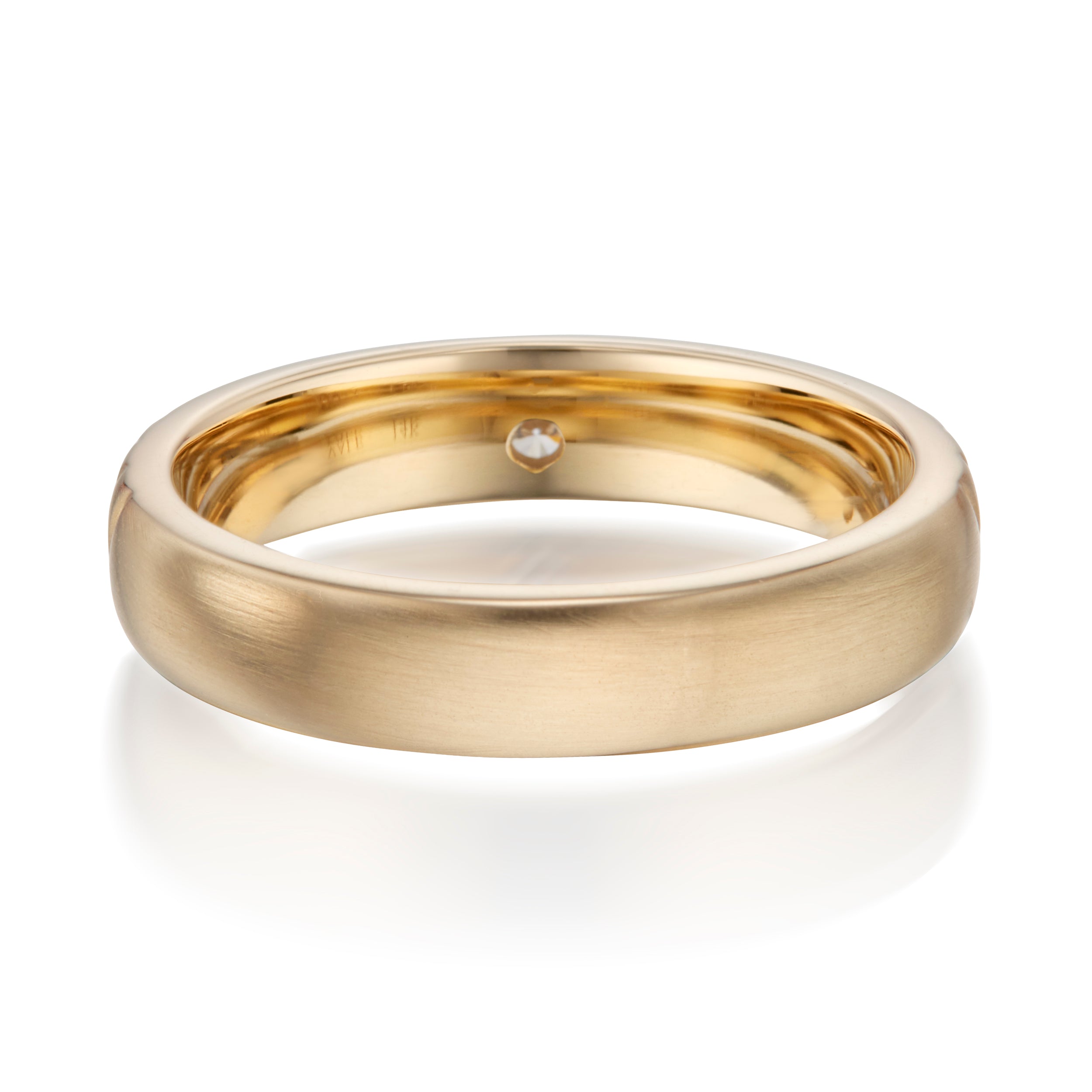 Vale Jewelry Chevron Low Dome Ring with Round Brilliant Cut Diamond in Yellow Gold Back View
