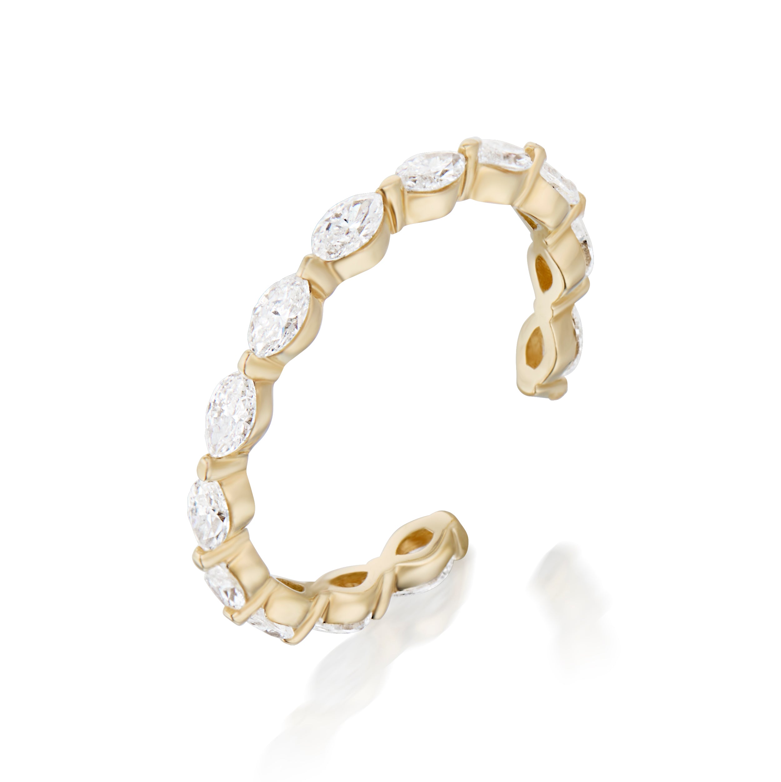 Emma Open Eternity Diamond Ring Yellow Gold Angled View