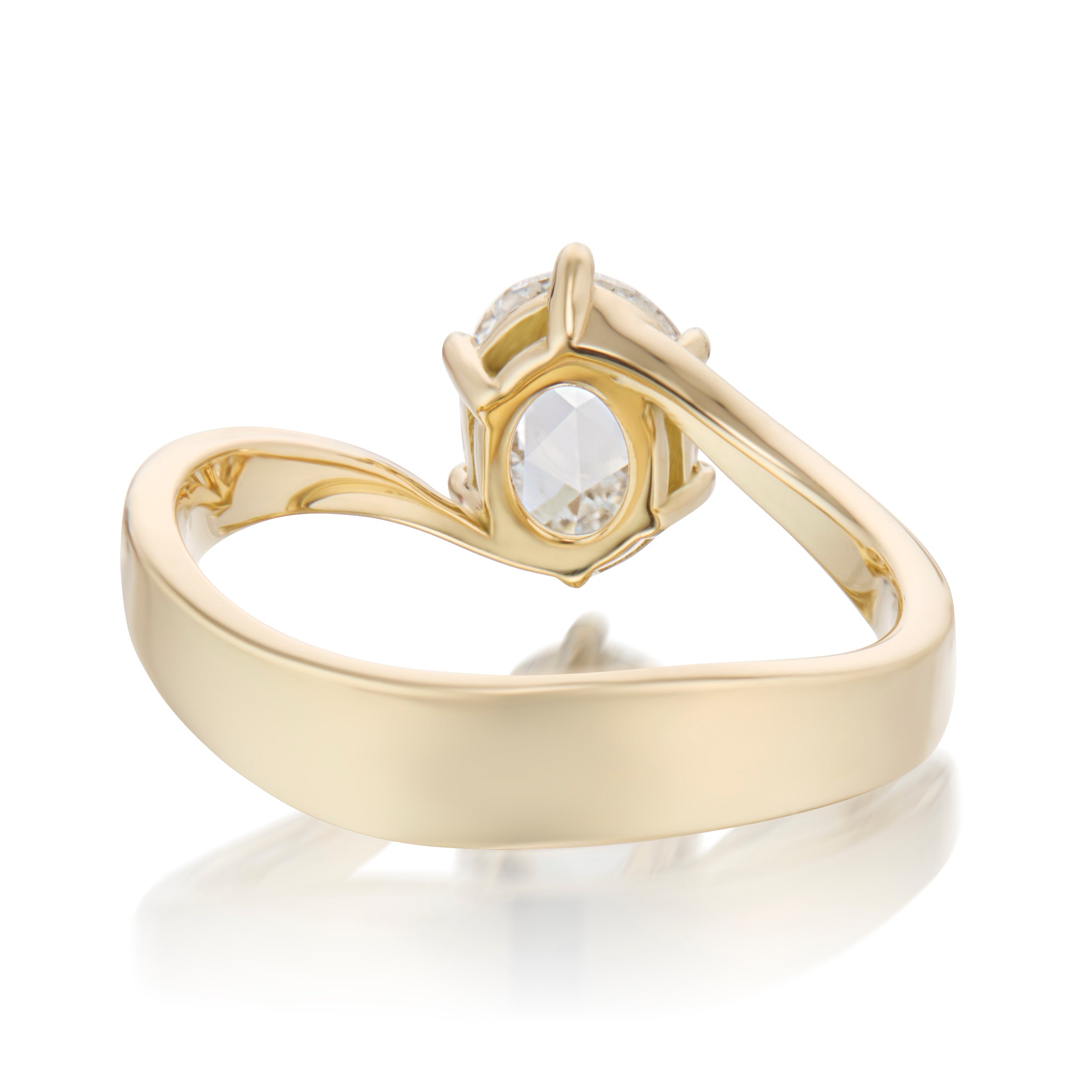 Galaxies Swoop Ring 1.00 Carat Oval Rose Cut Diamond