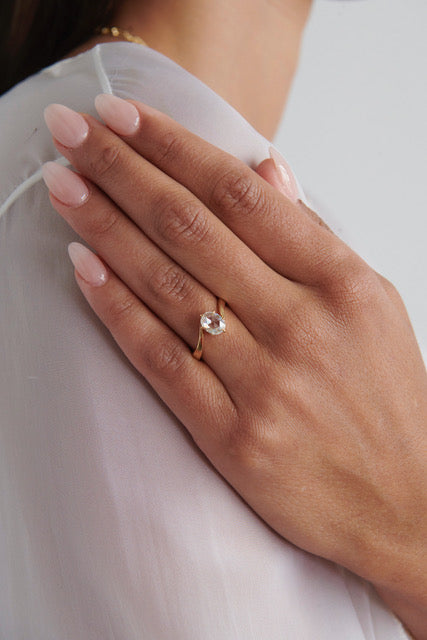 Galaxies Swoop Ring 1.00 Carat Oval Rose Cut Diamond