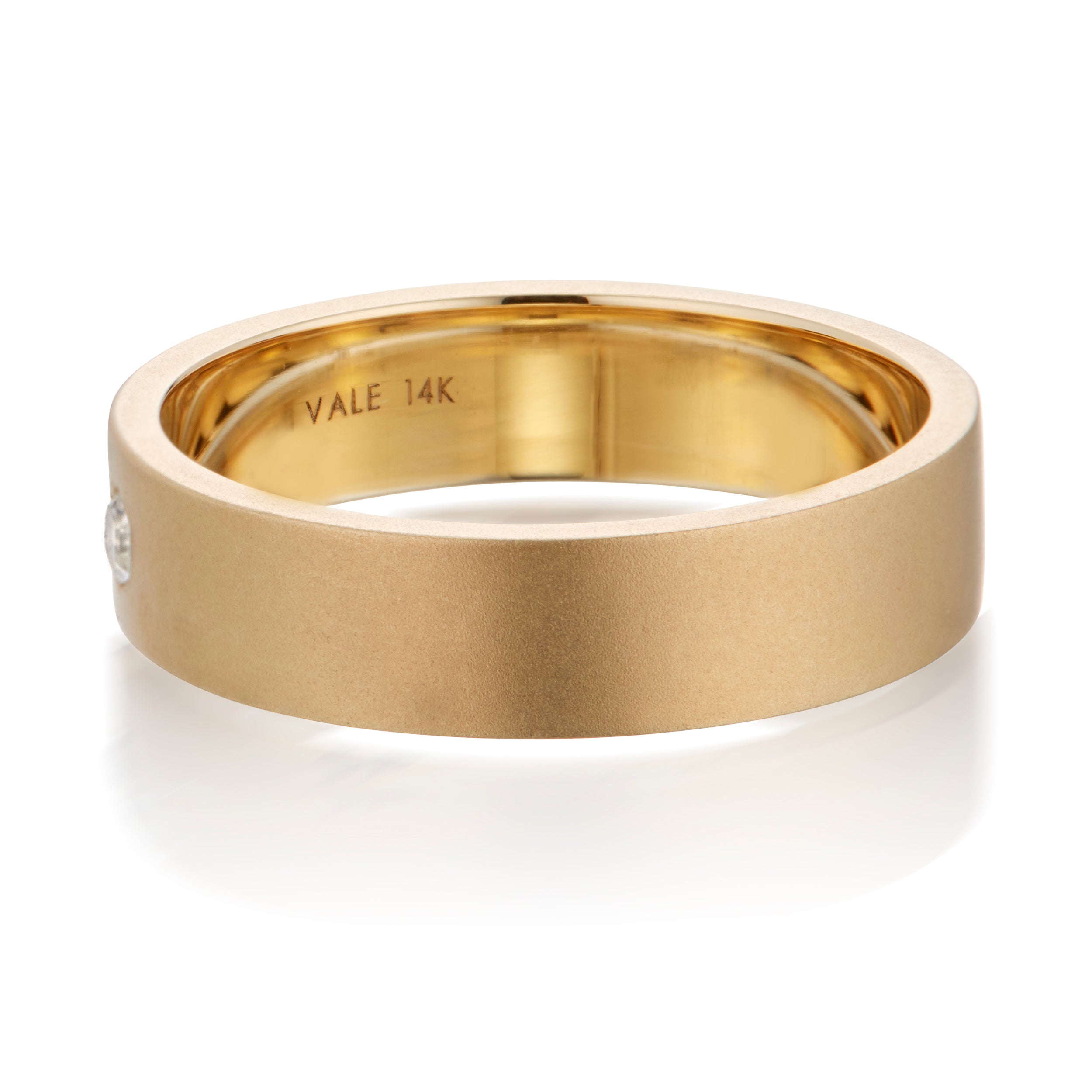 Vale Jewelry Hexagon Diamond Flat Band Ring in Yellow Gold Back View