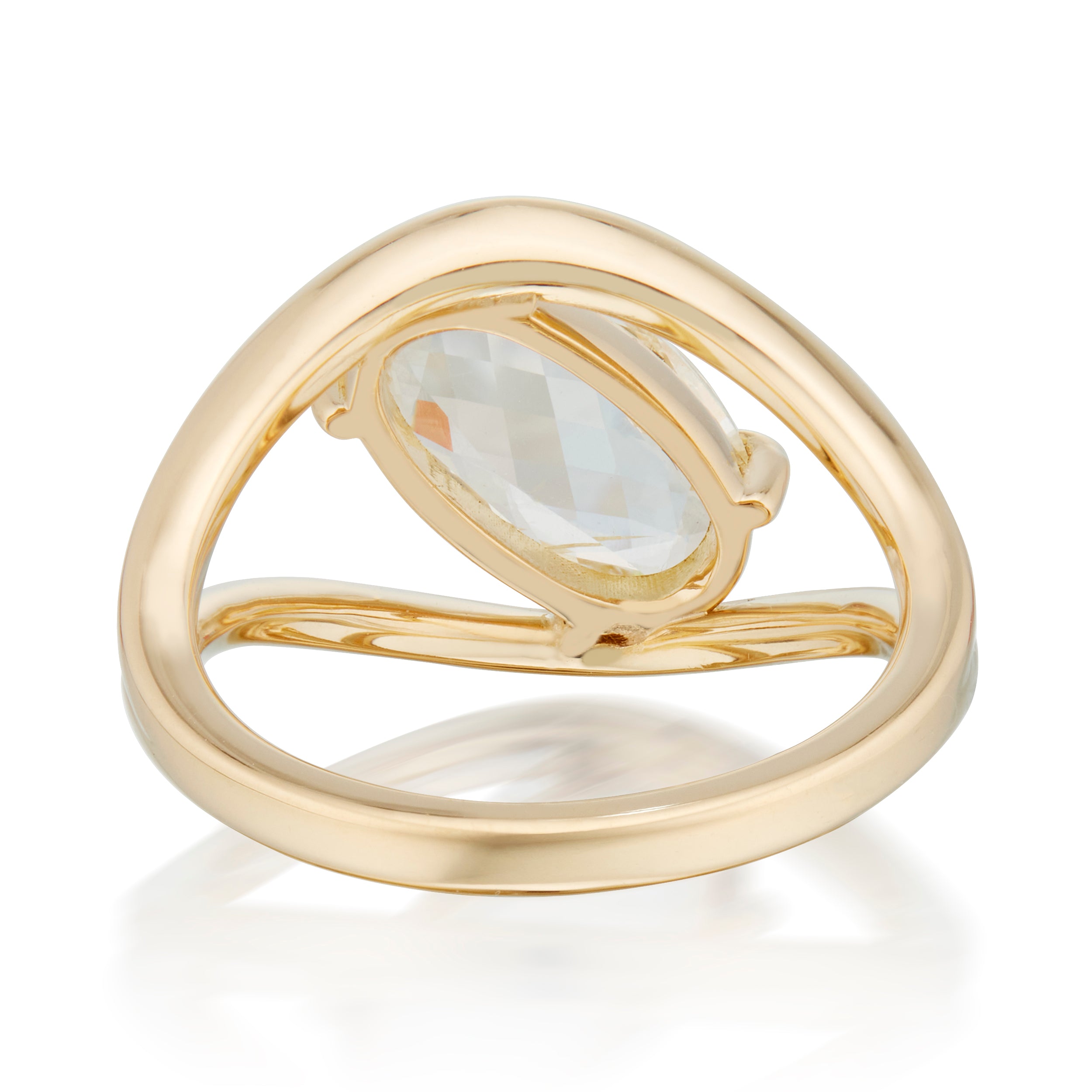 Vale Jewelry Loop Ring with Oval Rose Cut Diamond in Yellow Gold Back View