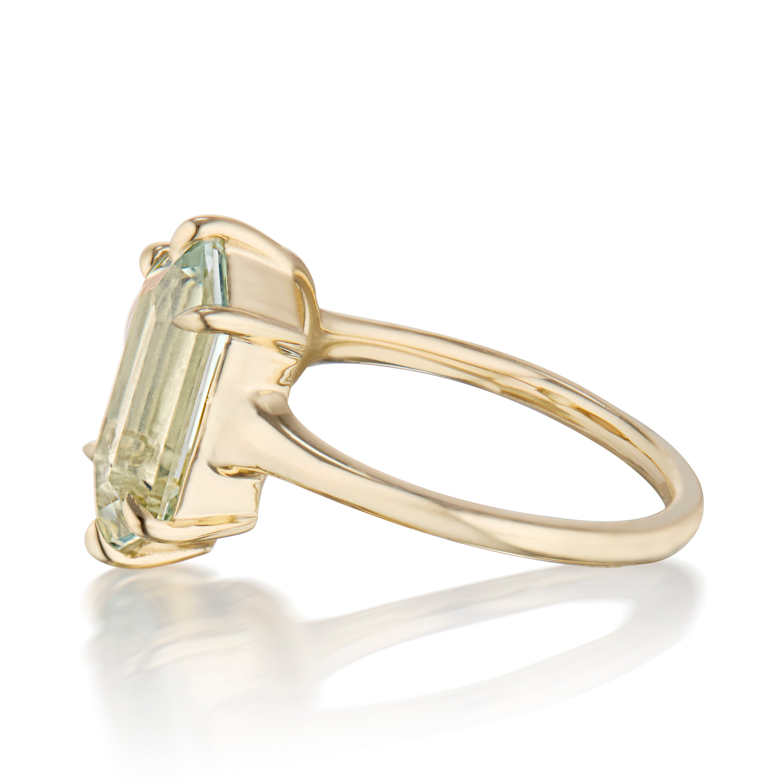 Hexagon Prasiolite and Mabe Pearl Ring Yellow Side View