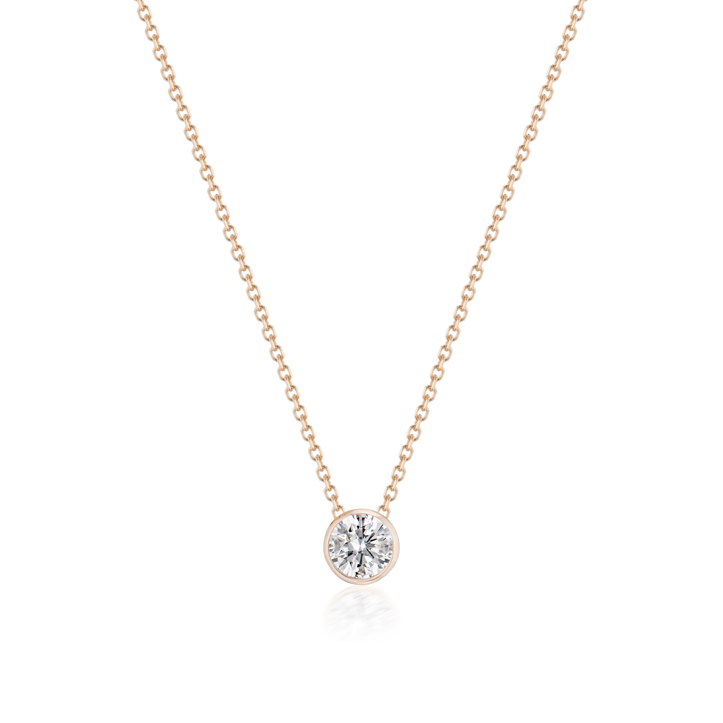 Medium Barely There Diamond Necklace Rose Gold Close-Up Image