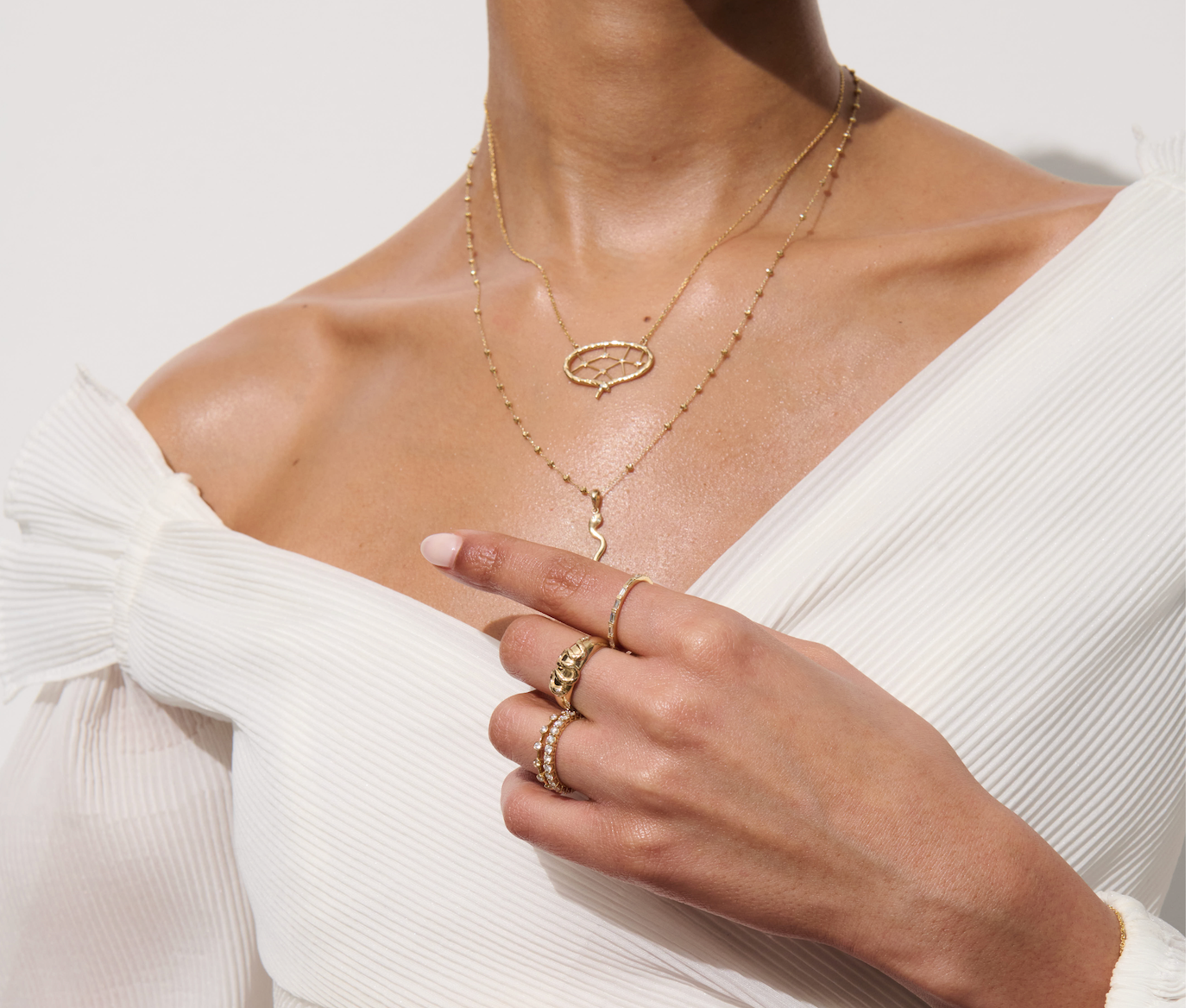 Model Wearing Vale Jewelry Fabiana Eternity Ring
