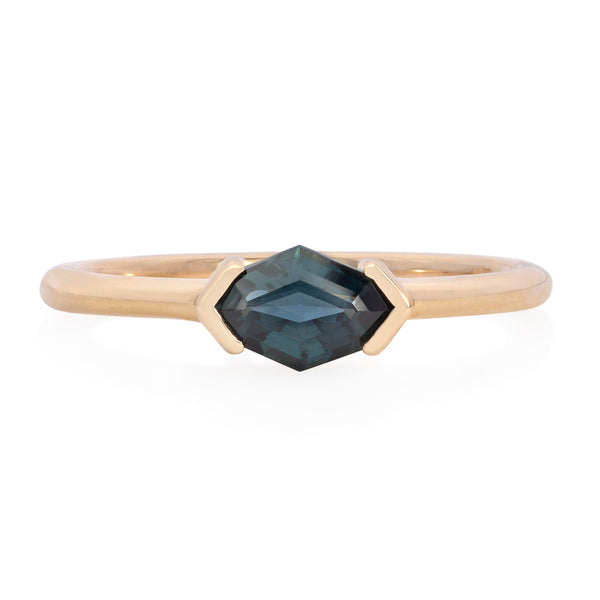 OOAK Half Bezel Octagon Sapphire Ring