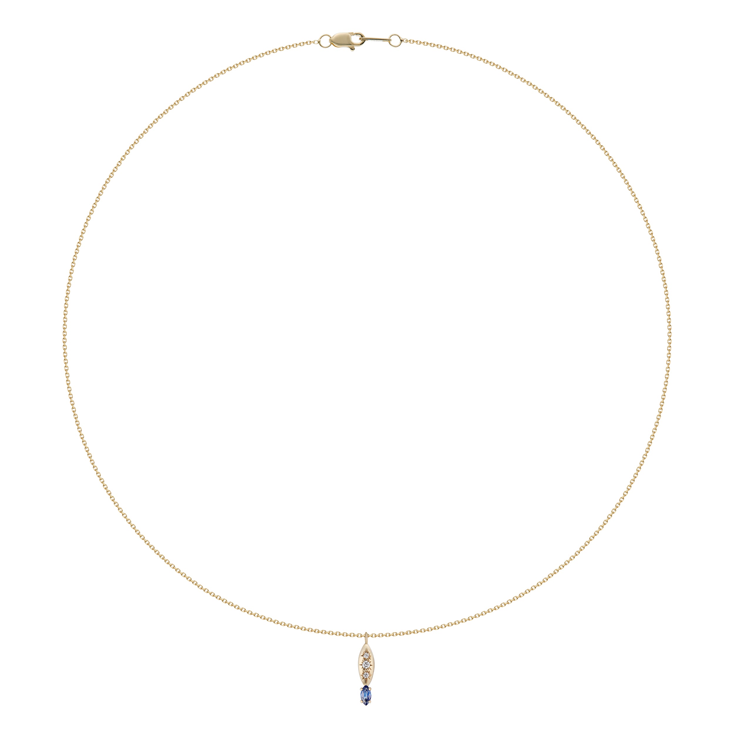 Alt="Vale Jewelry Rainfall Marquise with Marquise Cut Sapphire Necklace Yellow Gold Wide View"