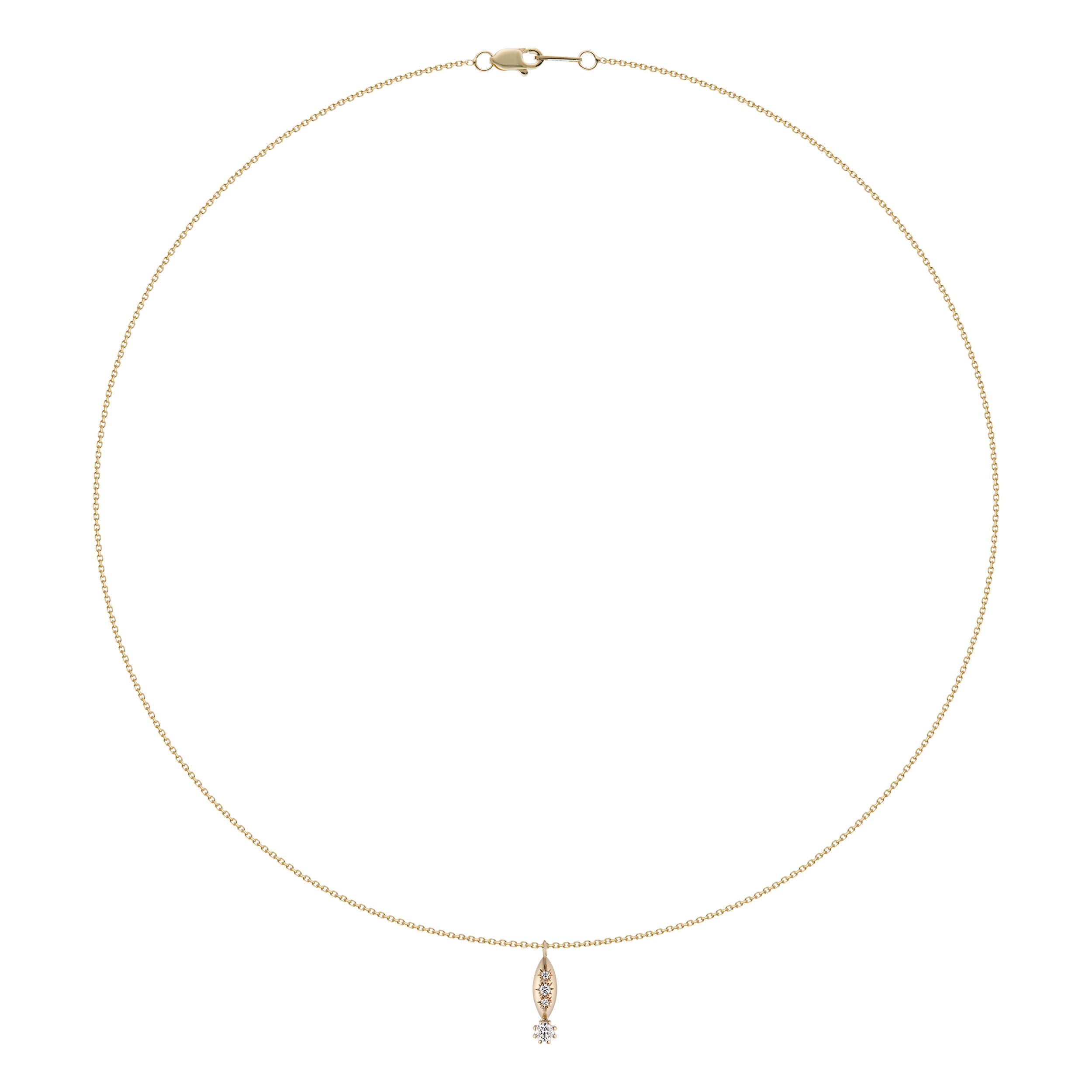 Alt=" Vale Jewelry Rainfall Marquise Round Diamond Necklace Wide View Yellow Gold"