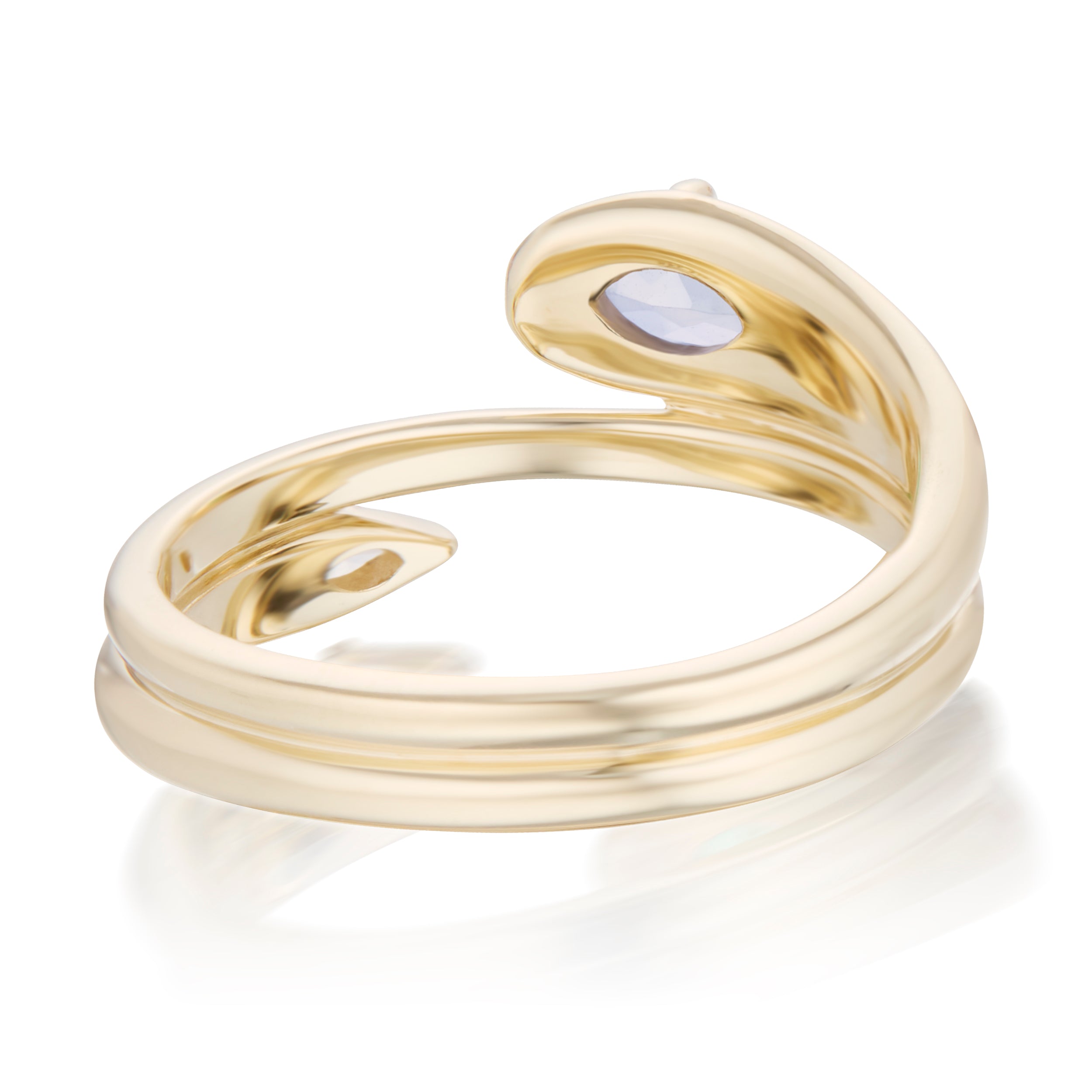 Alt="Vale Jewelry Rainfall Open Double Marquise Sapphire Coil Ring Yellow Gold Back View"