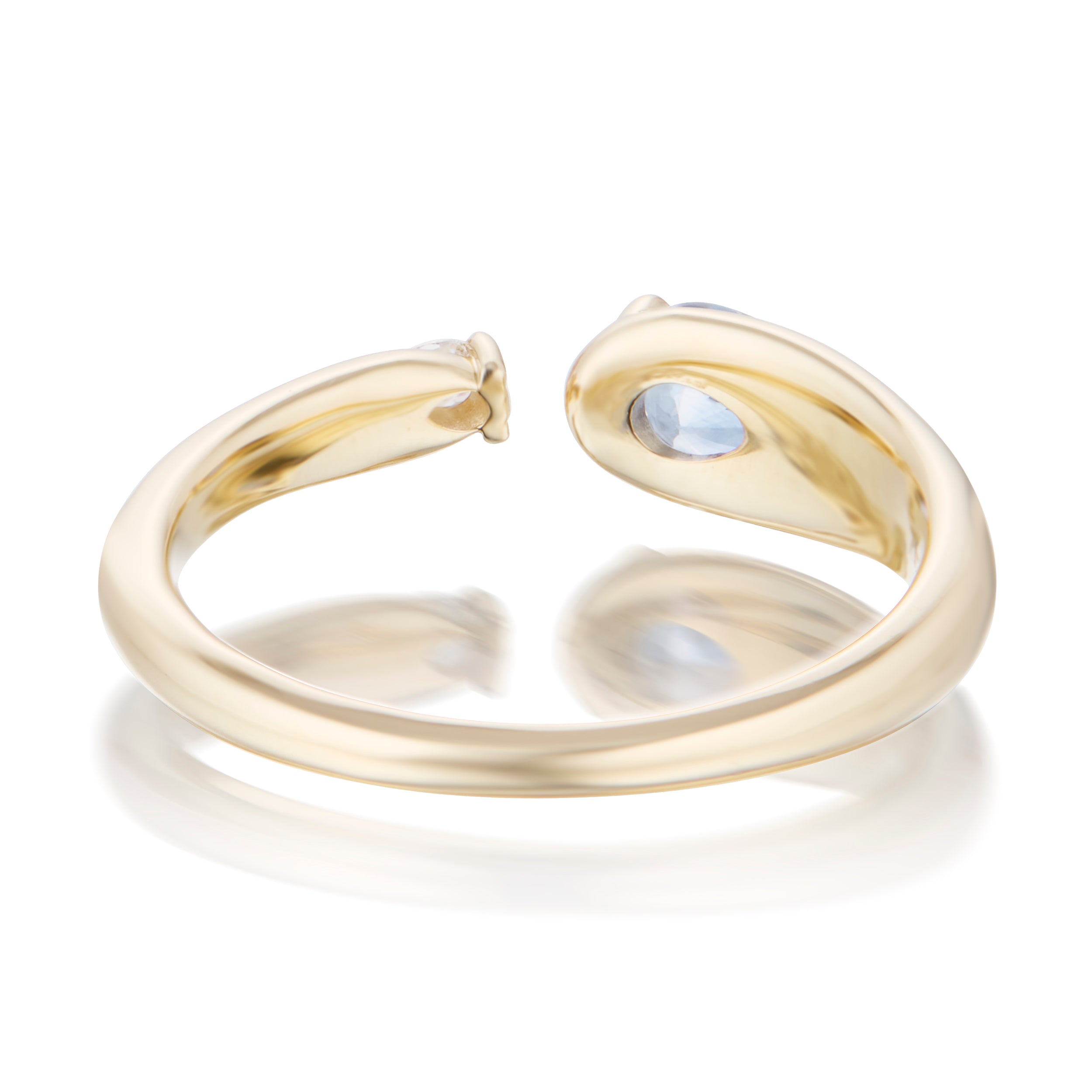 Alt="Vale Jewelry Rainfall Open Pear Sapphire Ring Yellow Gold Back View"