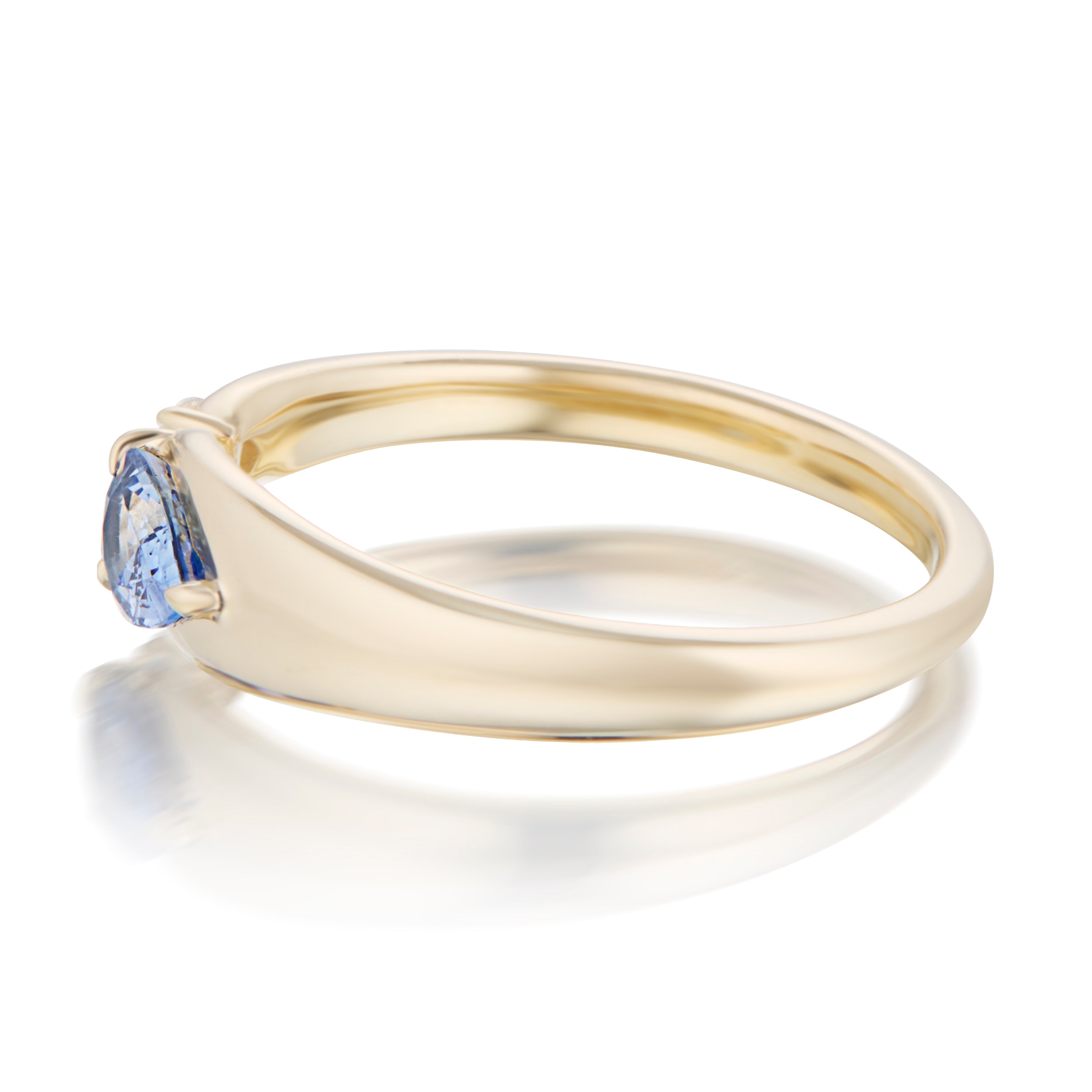 Alt="Vale Jewelry Rainfall Open Pear Sapphire Ring Yellow Gold Side View"