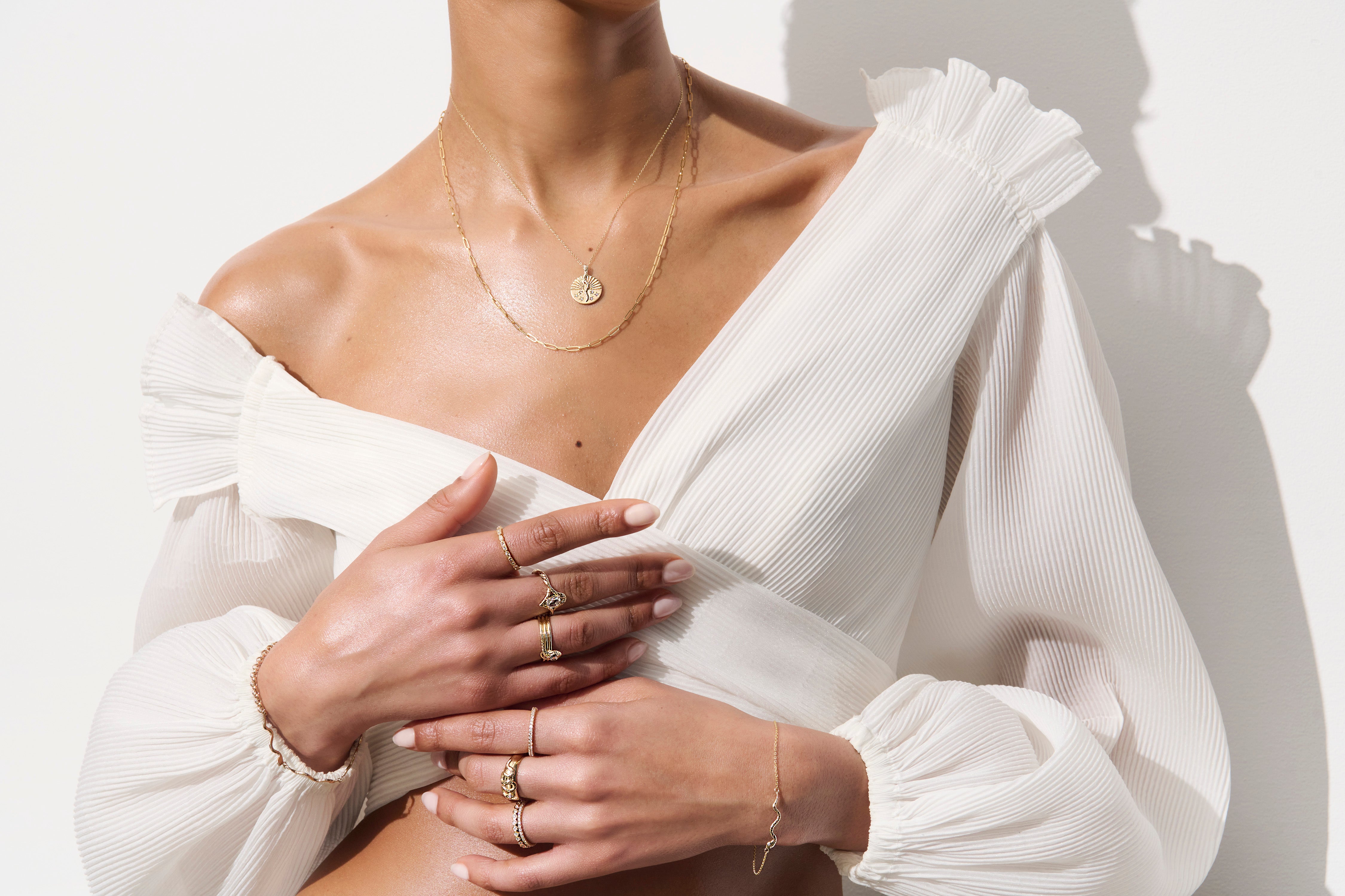 Textured Serpent Half Ray Disc Necklace