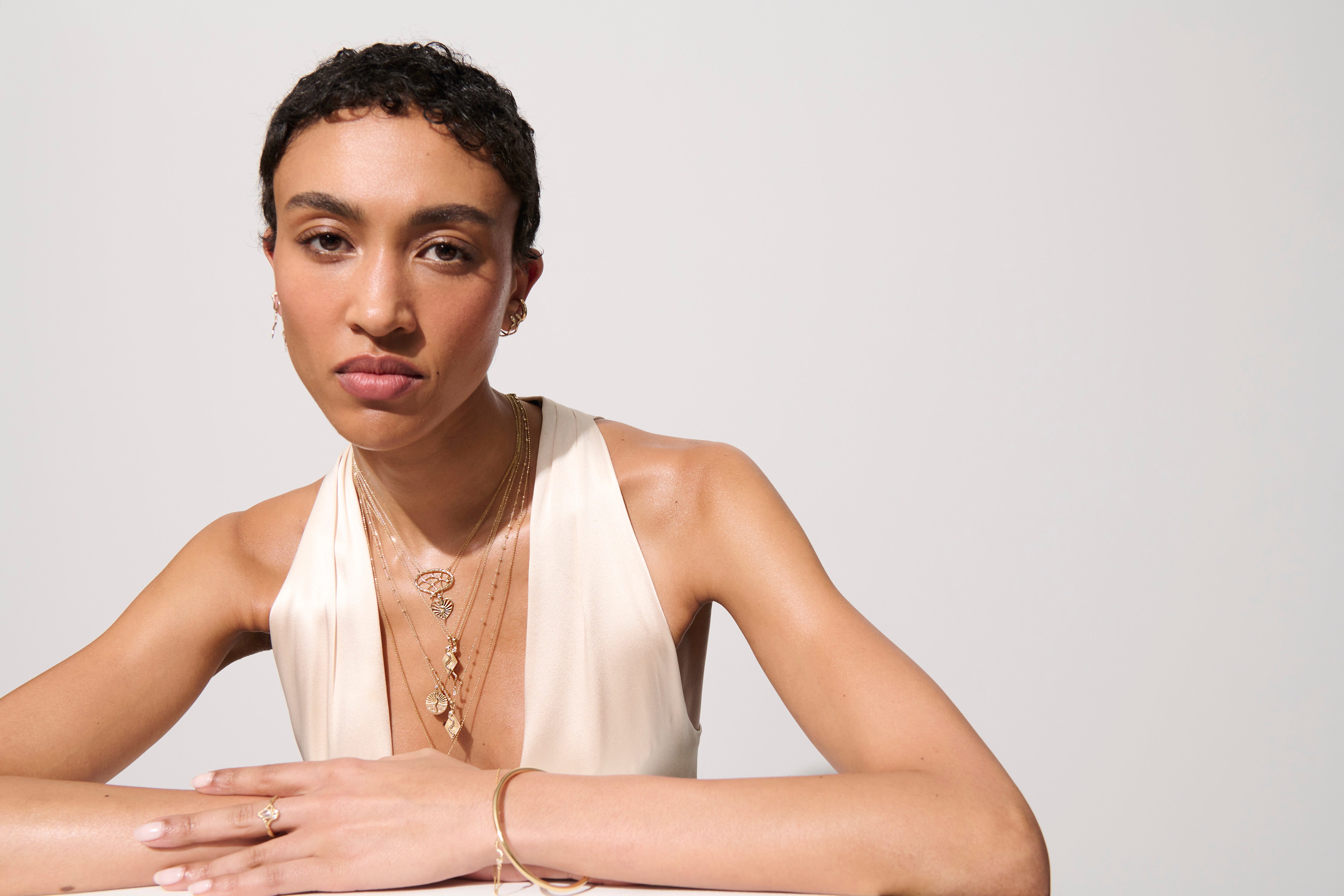 Textured Serpent Half Ray Disc Necklace