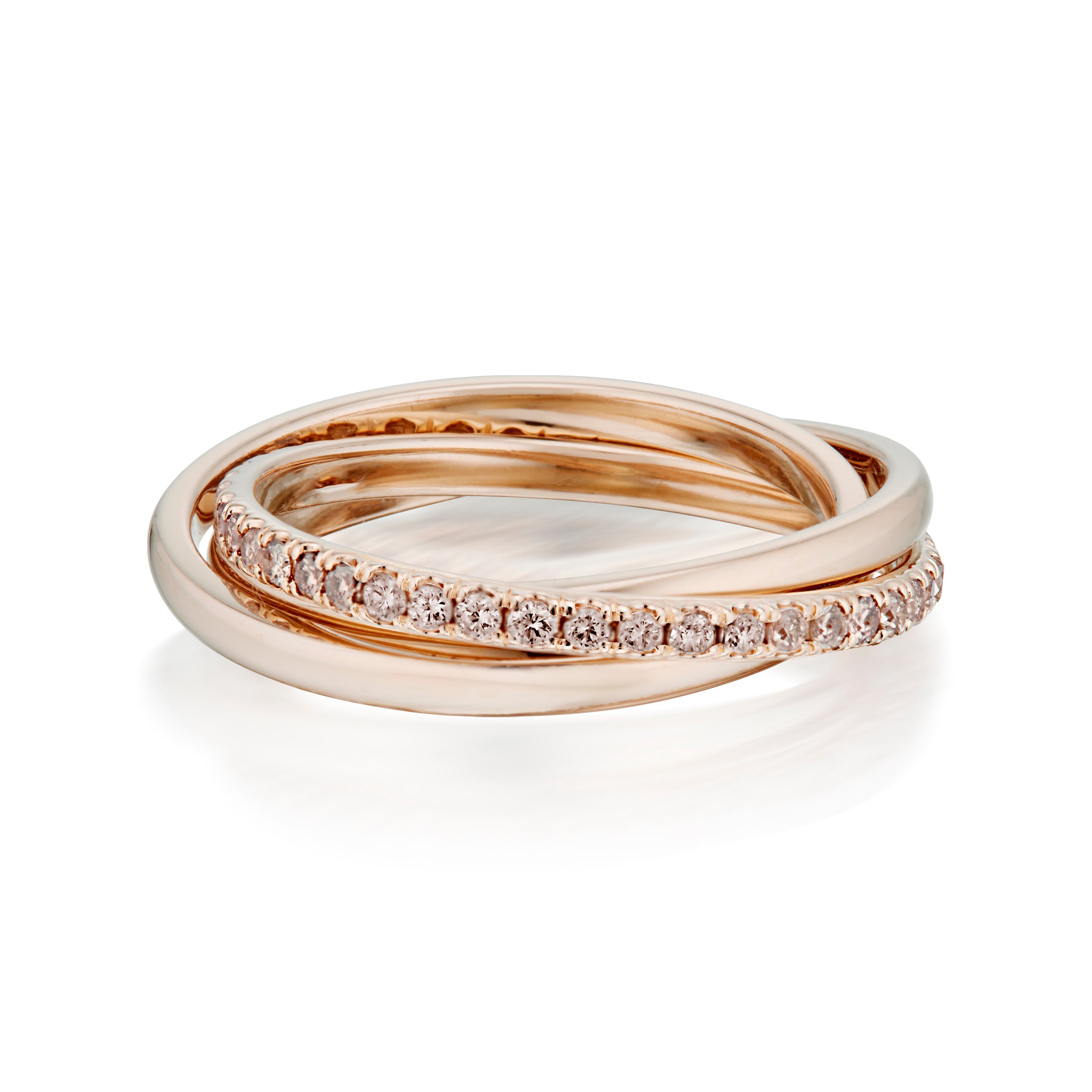 Vale Jewelry Sintra Rolling Ring With Champagne Diamonds in Rose Gold