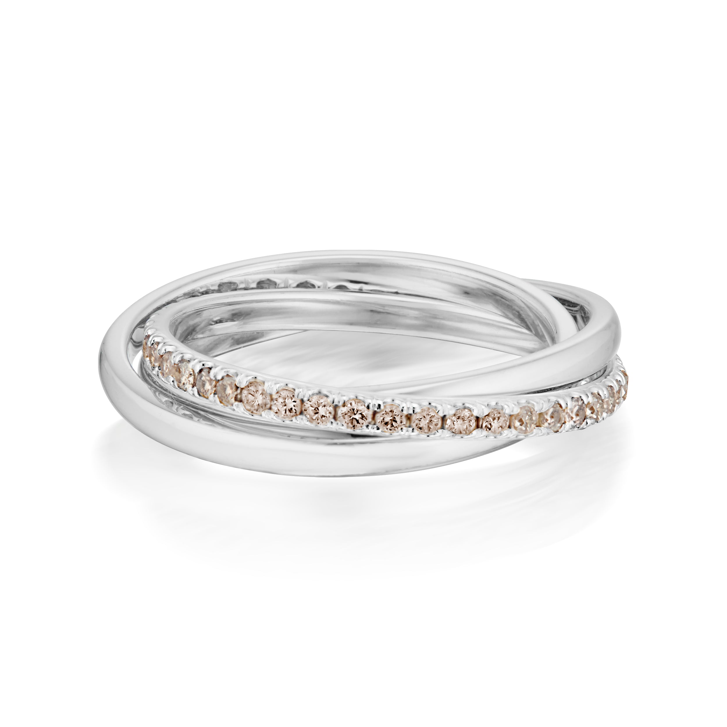 Vale Jewelry Sintra Rolling Ring With Champagne Diamonds in White Gold