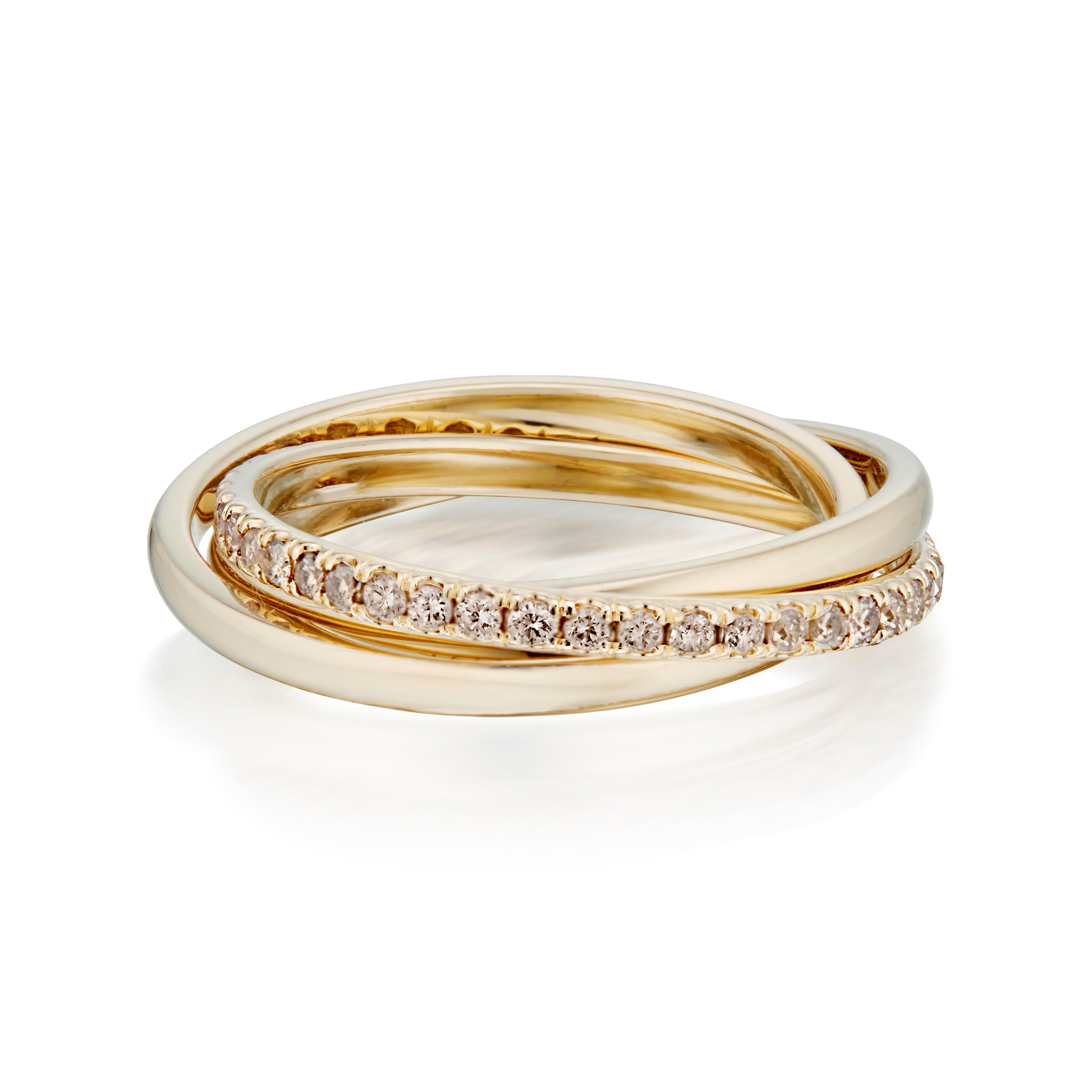 Vale Jewelry Sintra Rolling Ring With Champagne Diamonds in Yellow Gold
