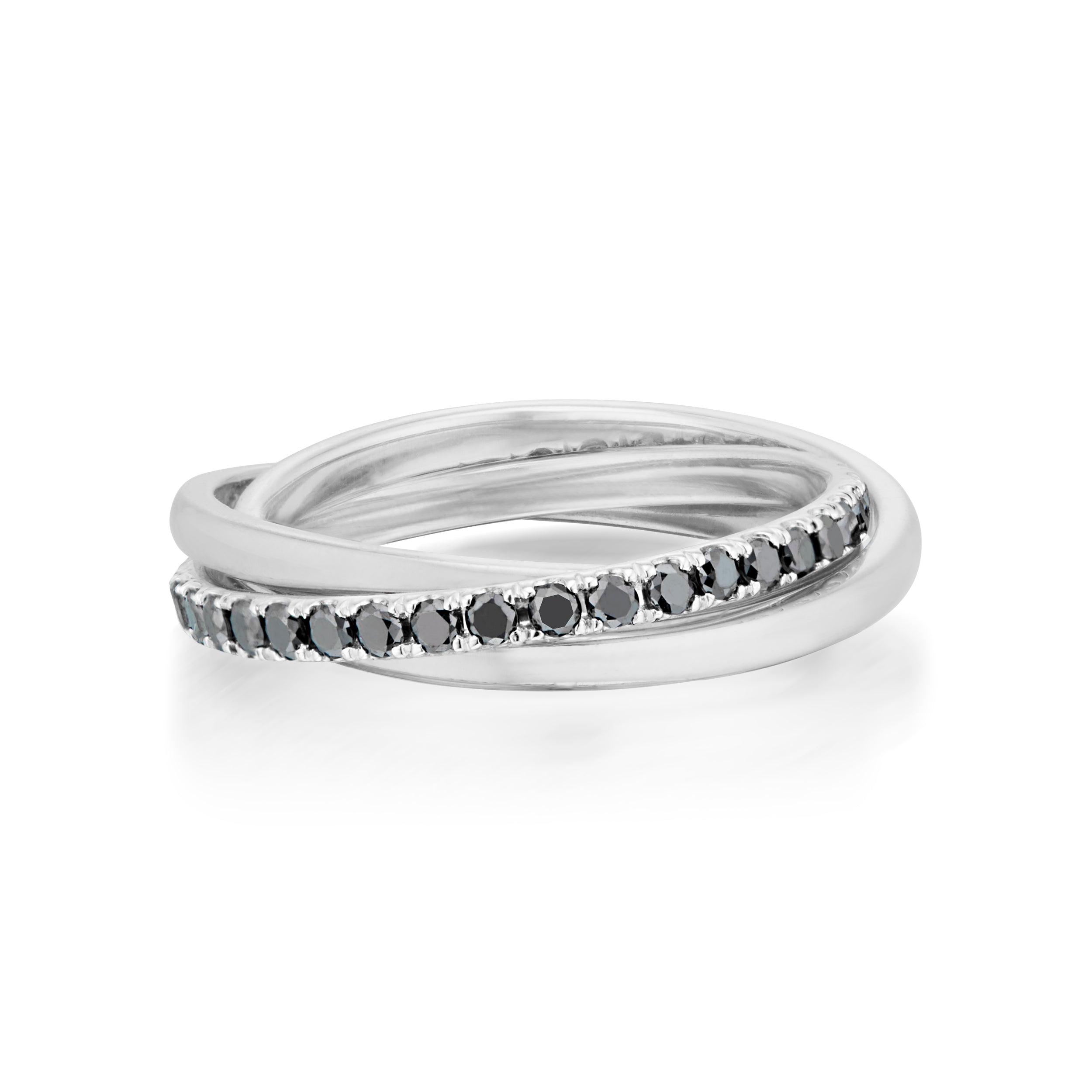 Sintra Rolling Ring With Black Diamonds in White Gold