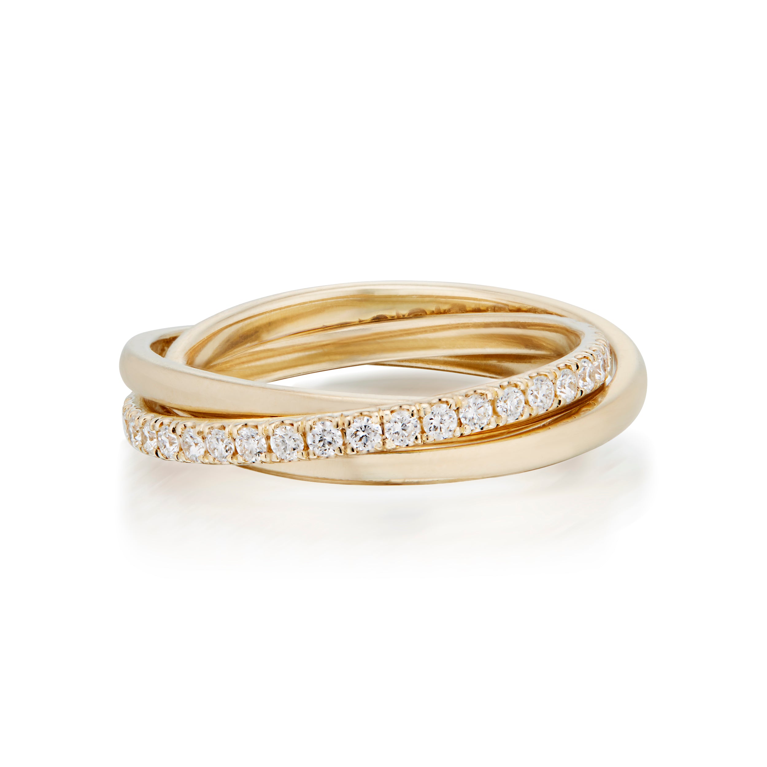 Vale Jewelry Sintra Rolling Ring With White Diamonds in Yellow Gold