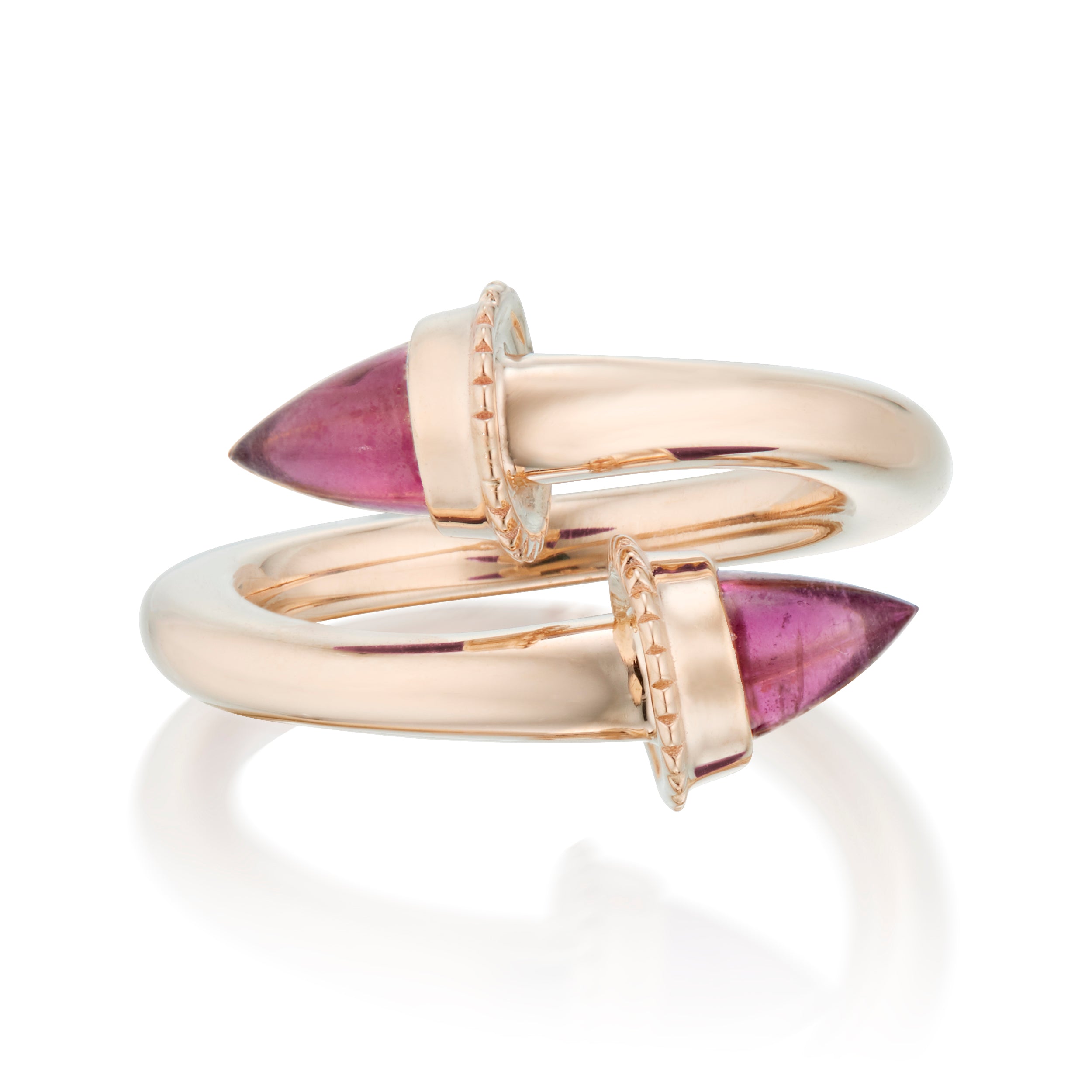 Slim Amphora Bypass Ring With Rhodolite Garnet Rose Gold