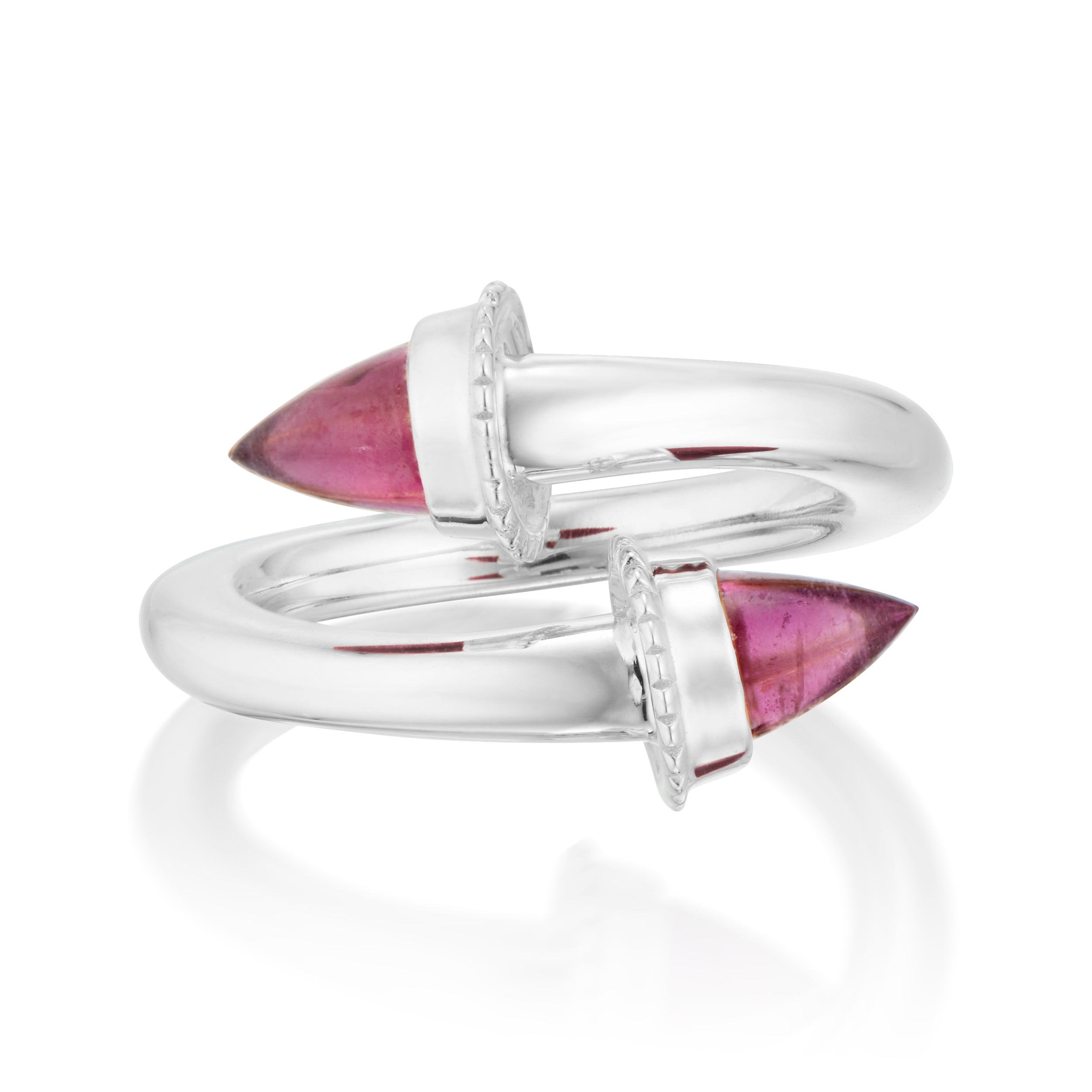 Slim Amphora Bypass Ring With Rhodolite Garnet White Gold