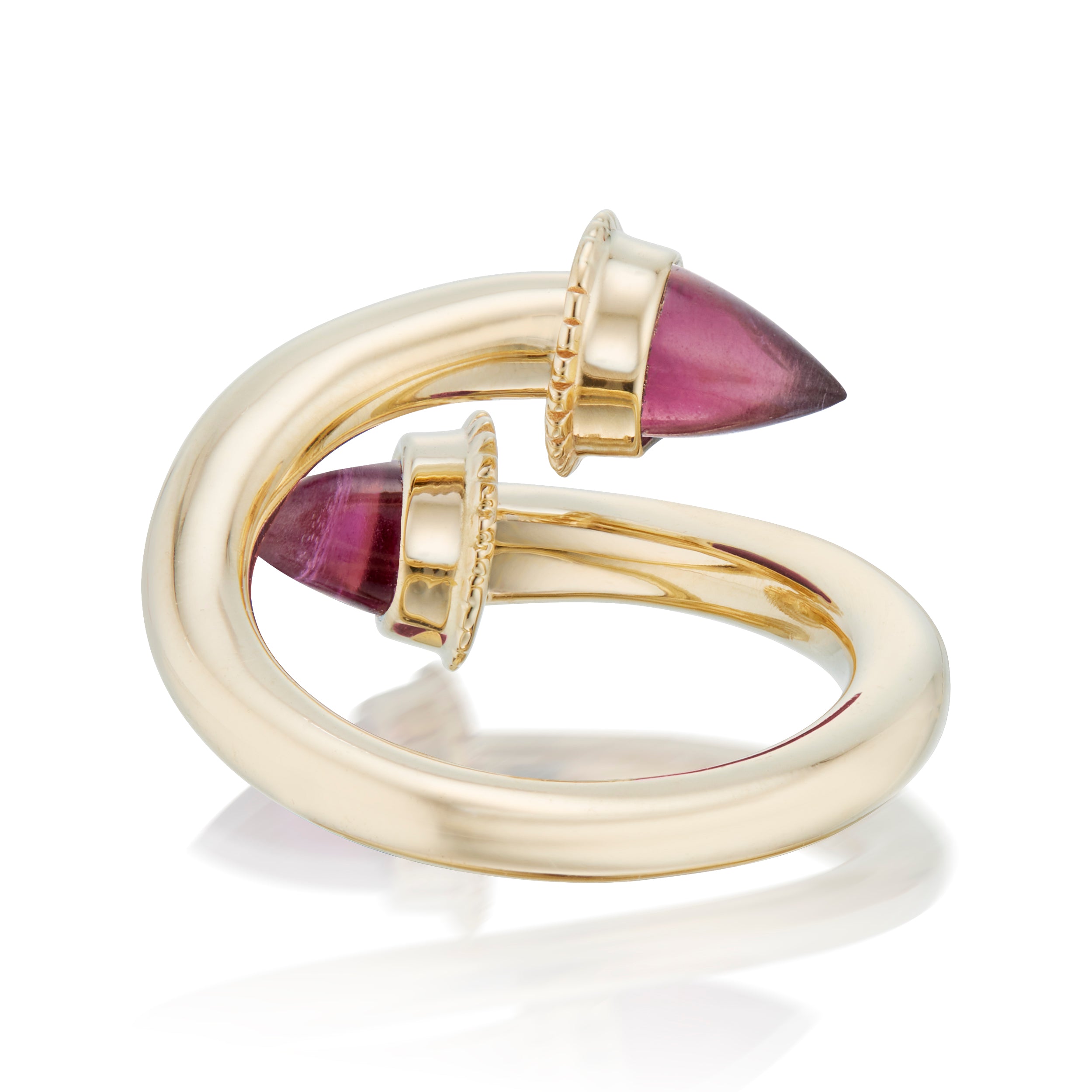 Slim Amphora Bypass Ring With Rhodolite Garnet Yellow Gold Alternate Side Image