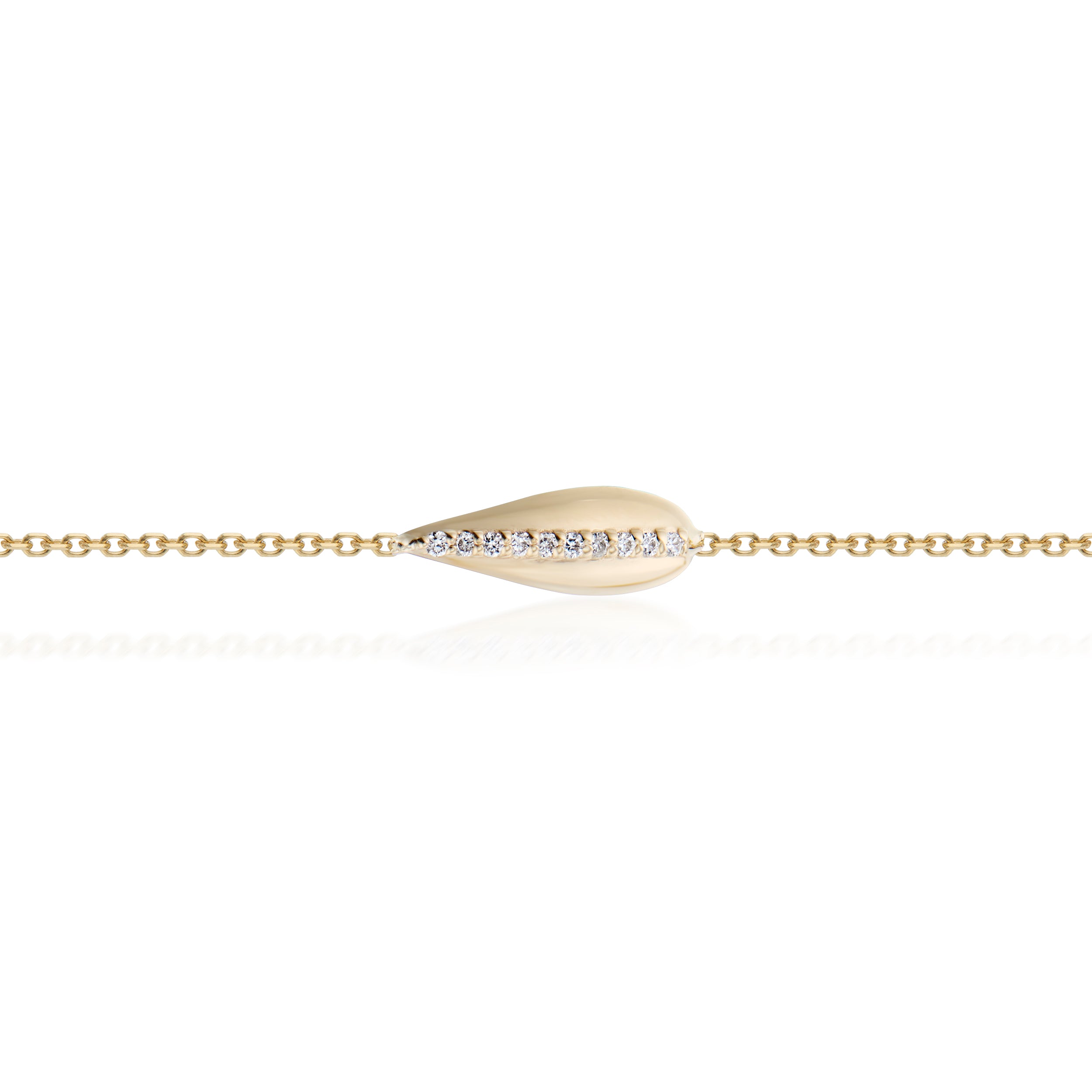Vale Jewelry Swoop Bracelet With 10 Round White Diamonds Close Up Yellow Gold