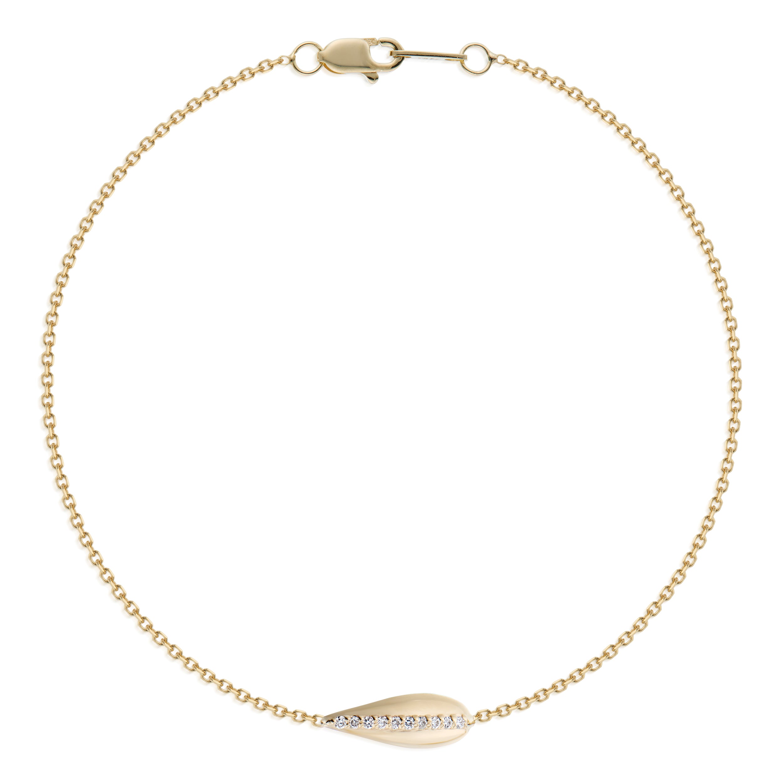 Vale Jewelry Swoop Bracelet With 10 Round White Diamonds Full Round Yellow Gold
