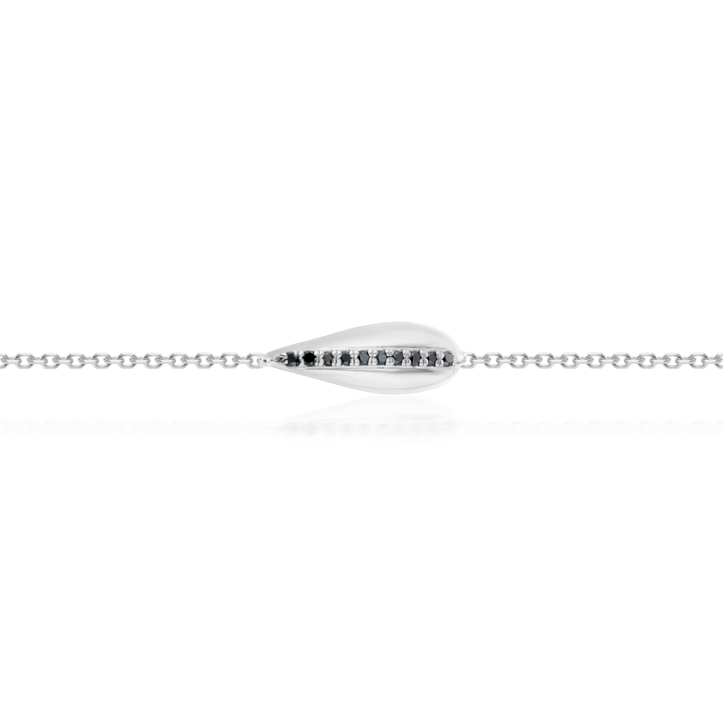 Vale Jewelry Swoop Bracelet With 10 Round Black Diamonds Close Up White