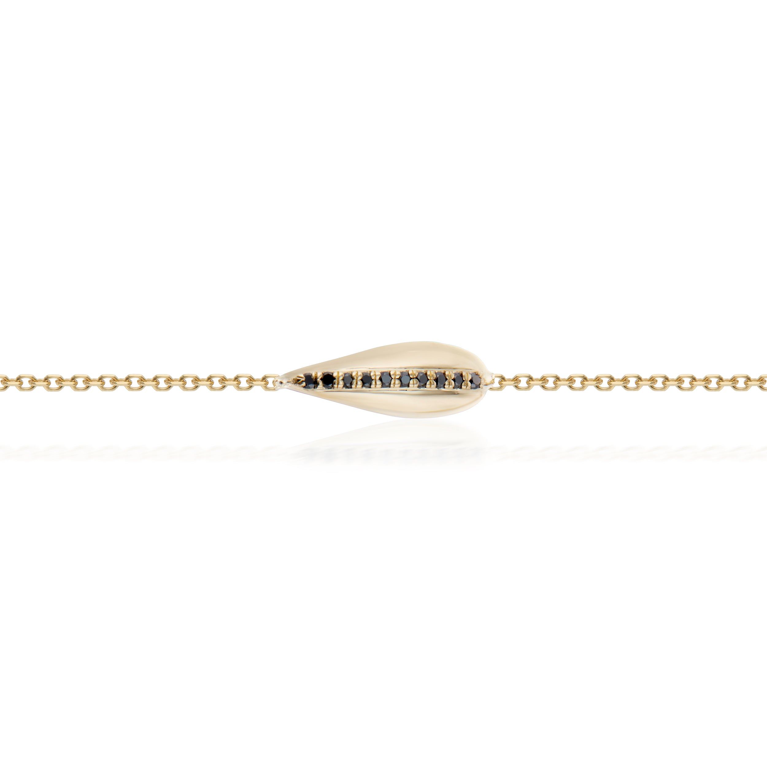 Vale Jewelry Swoop Bracelet With 10 Round Black Diamonds Close Up Yellow