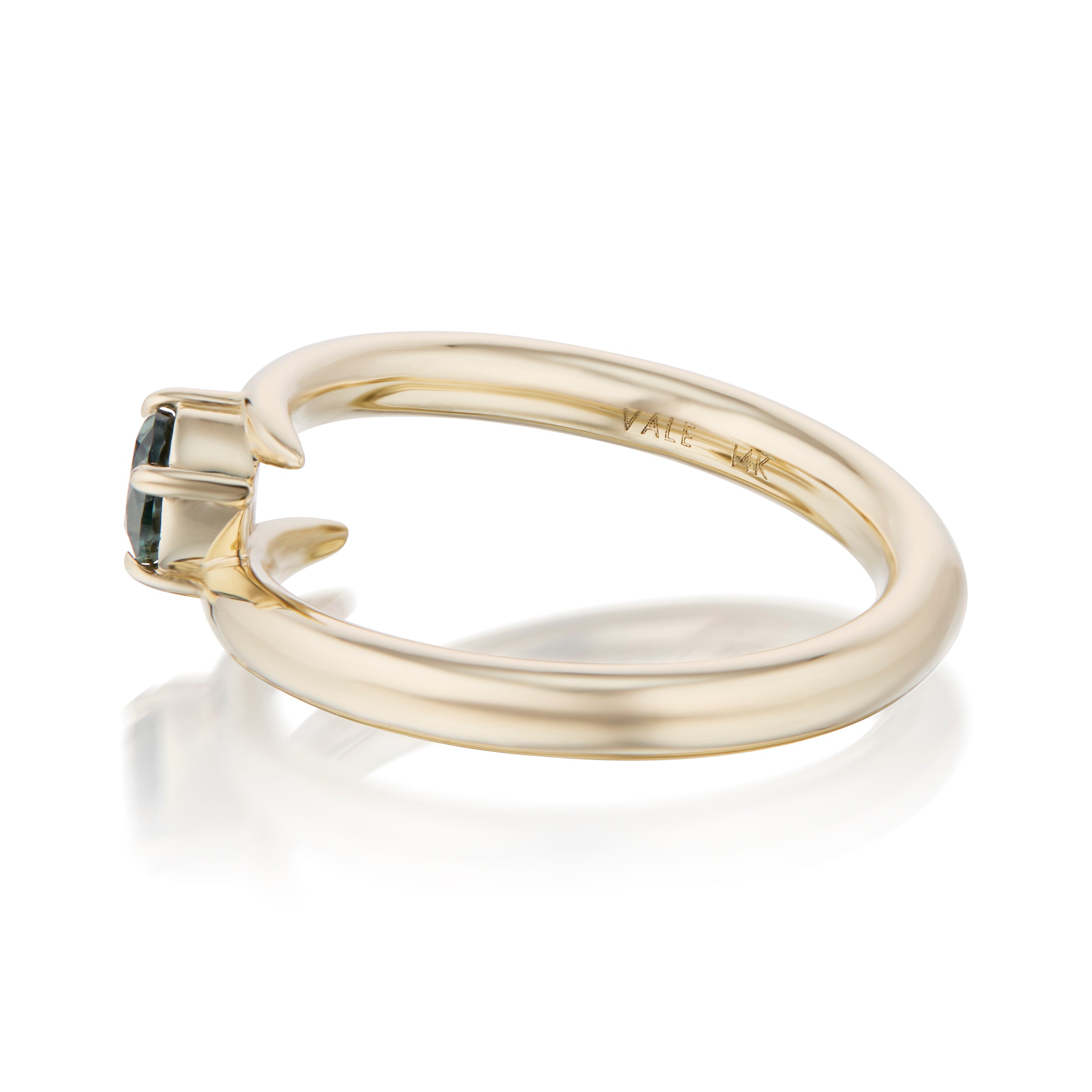 Vale Jewelry Swoop Oval Cut Diagonal Parti Sapphire Bypass Ring Side View Yellow Gold