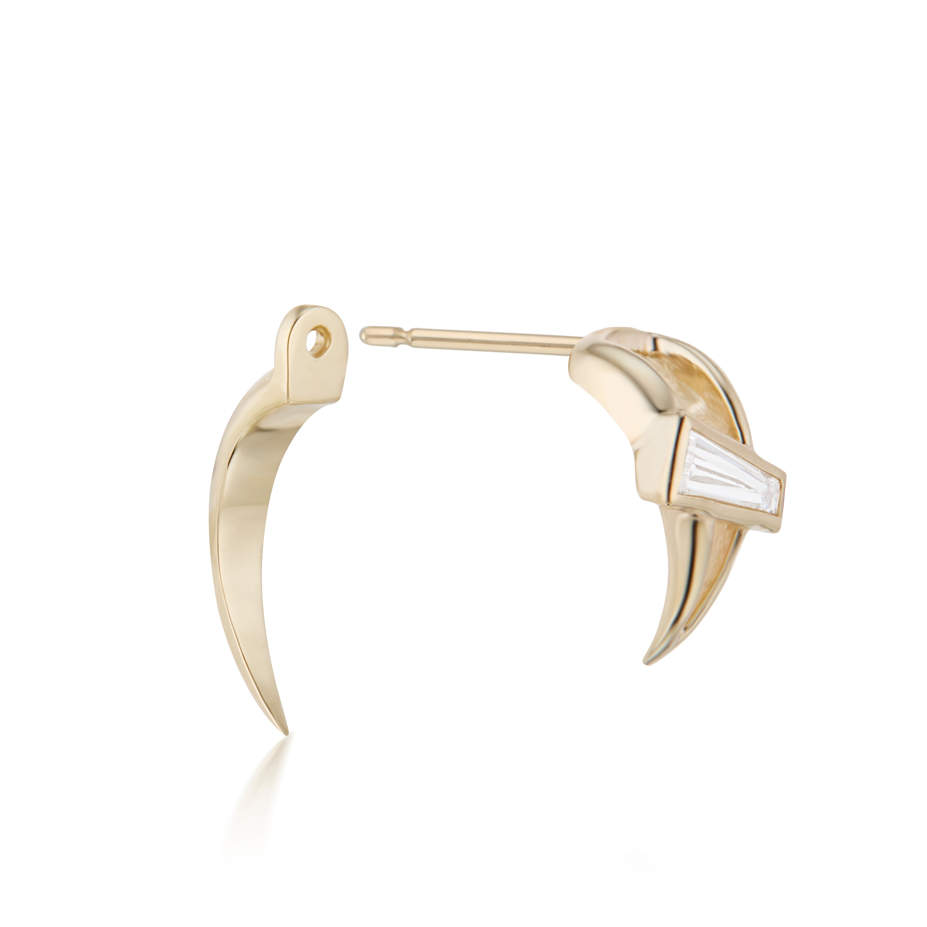 Open Swoop Tapered Baguette Cut Diamond 2-Piece Earrings