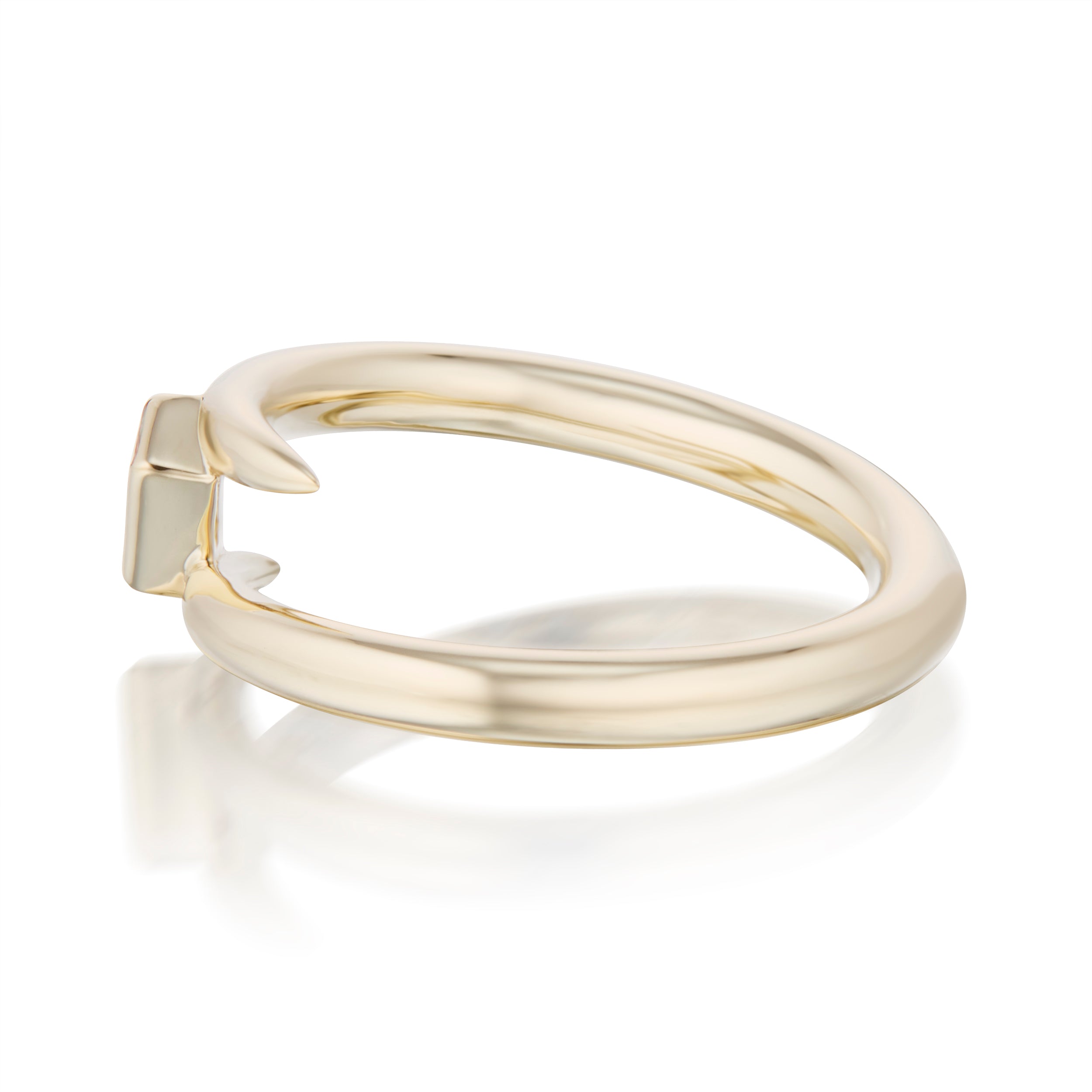 Vale Jewelry Swoop Tapered Baguette Cut White Diamond Bypass Ring Side View Yellow Gold