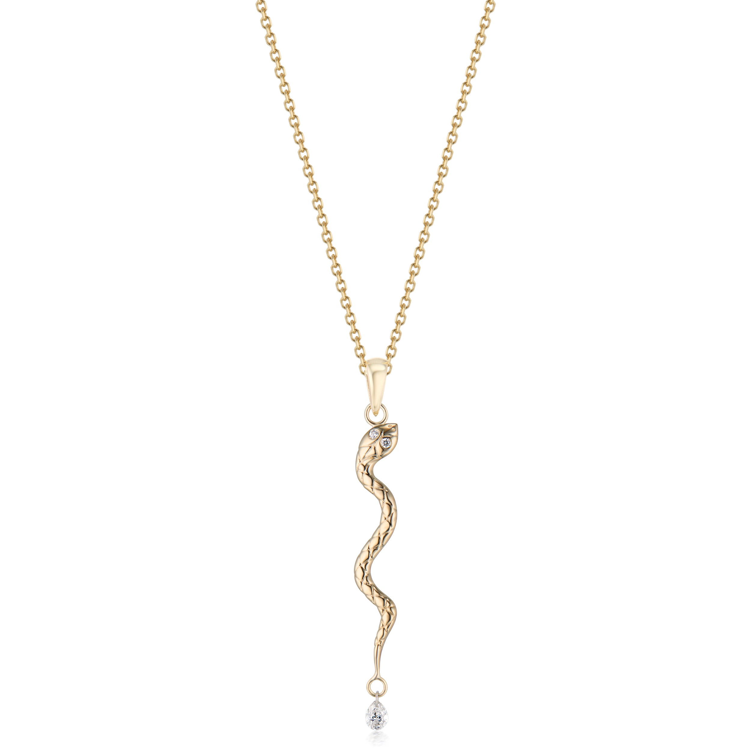 Textured Serpent Necklace with Diamond Drop
