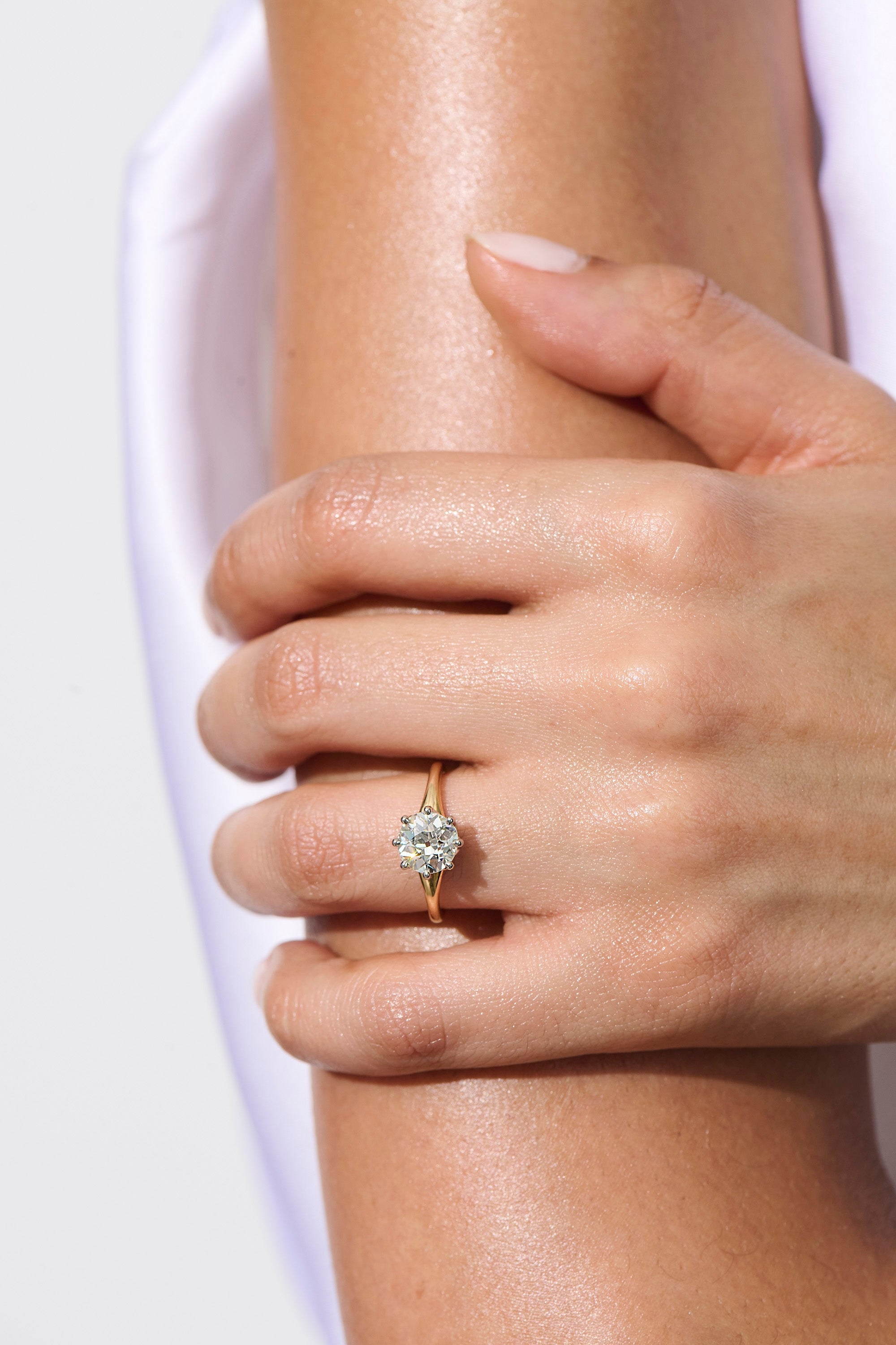 Vale Jewelry 1.69 Carat Old European Cut Diamond Violaine Ring on Model