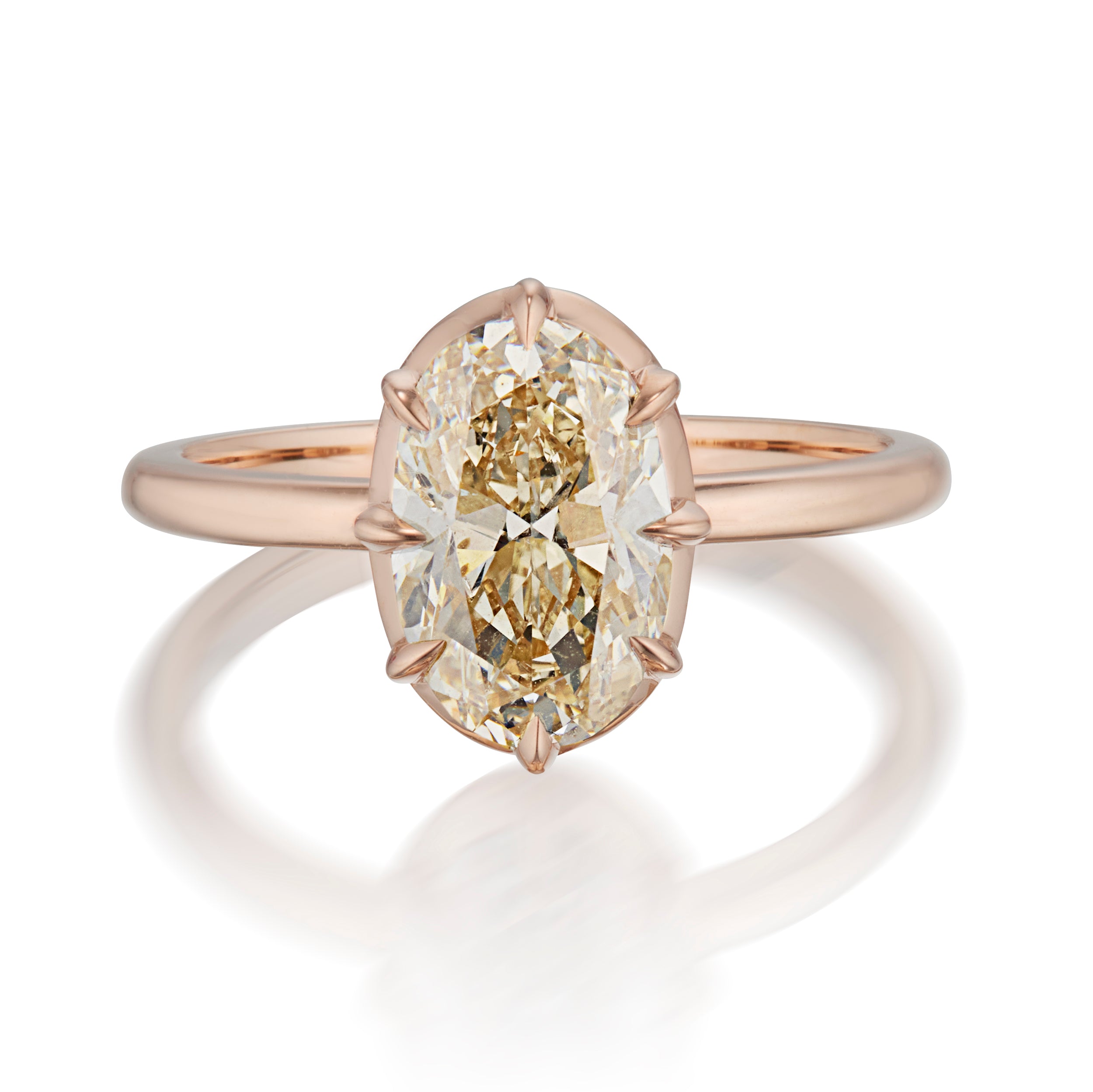 Vale Jewelry 2.06 Carat Collet Set Diamond Ring Rose Gold Front