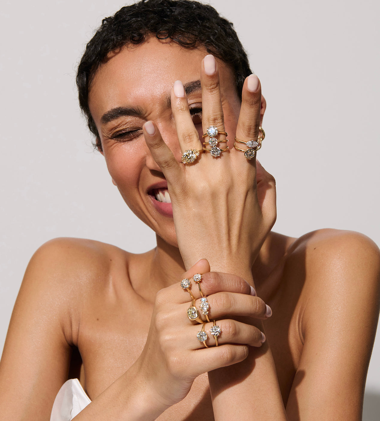 Model Wearing 2.18 Carat Old European Cut Diamond Marlowe Ring