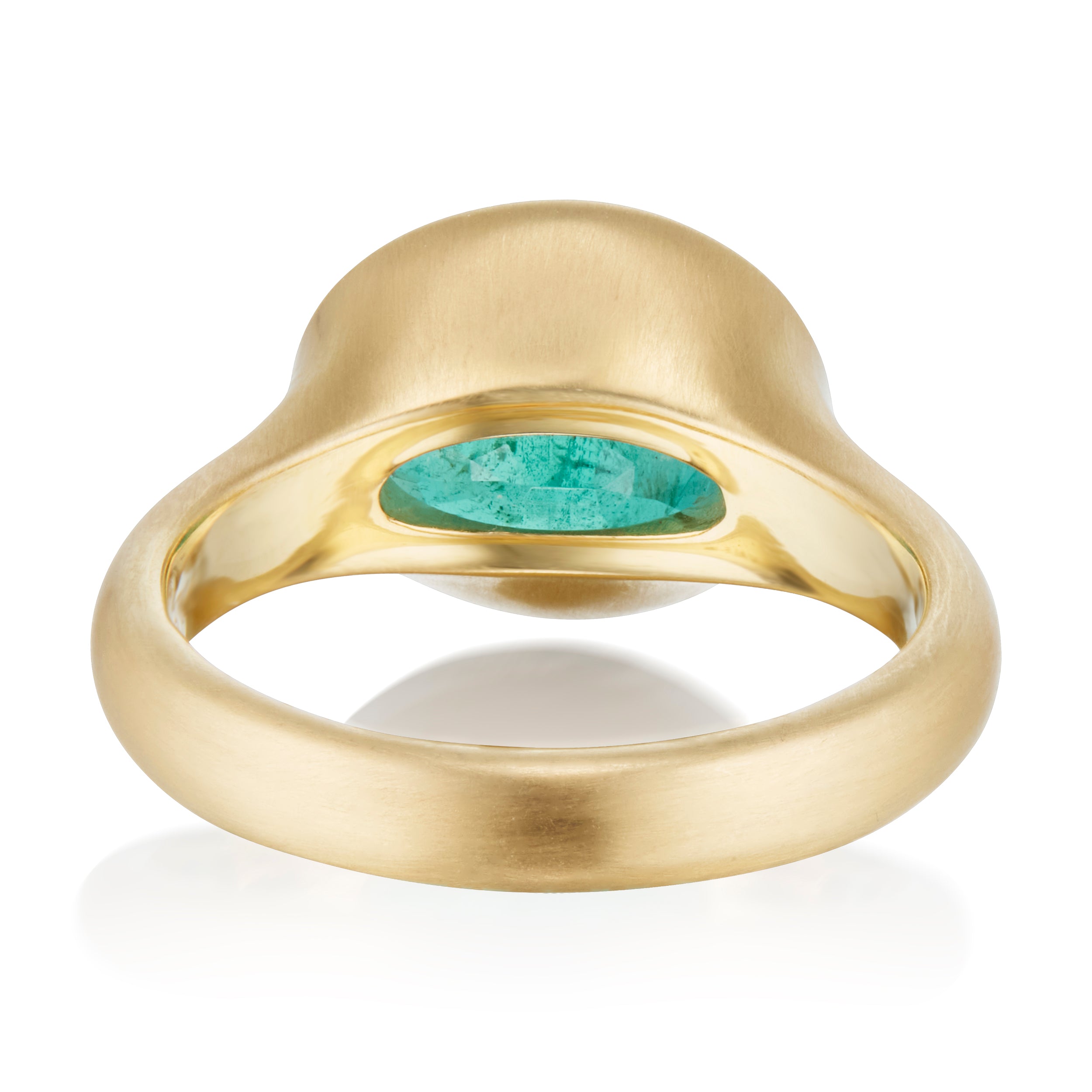 Vale Jewelry 3.84 Carat Oval Emerald Elise Ring Yellow Gold Back View