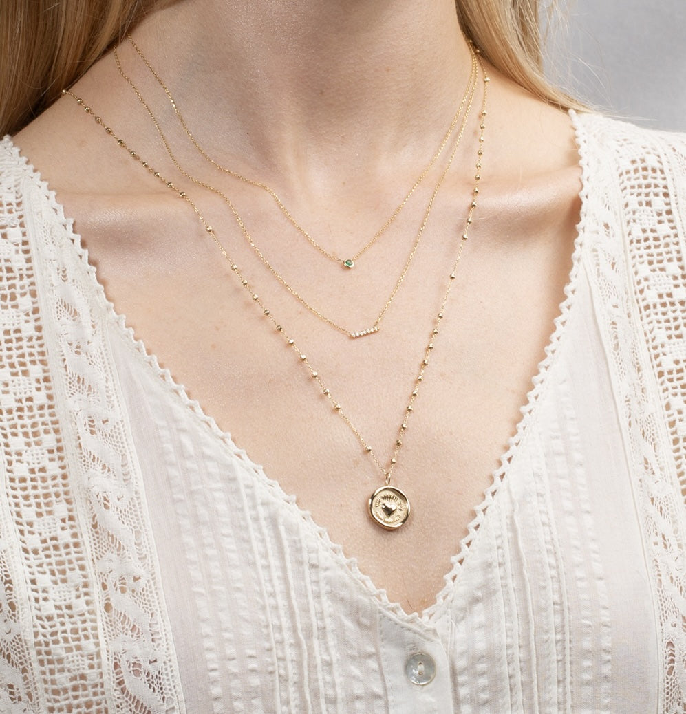 Vale Jewelry 7-Diamond Bar Necklace on Model