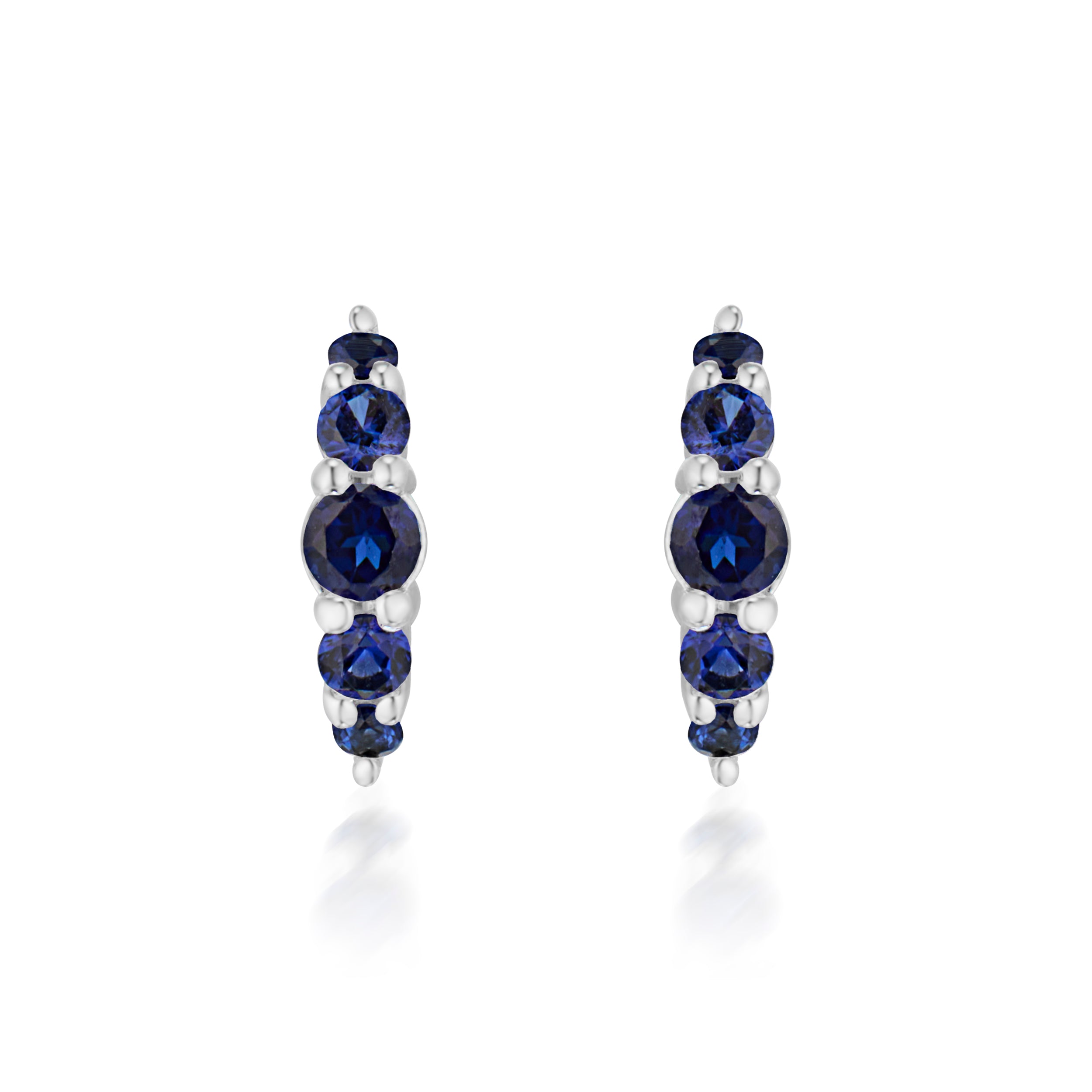 Alt="Vale Jewelry Belle Du Jour Earrings with Blue Sapphires in white gold front view"