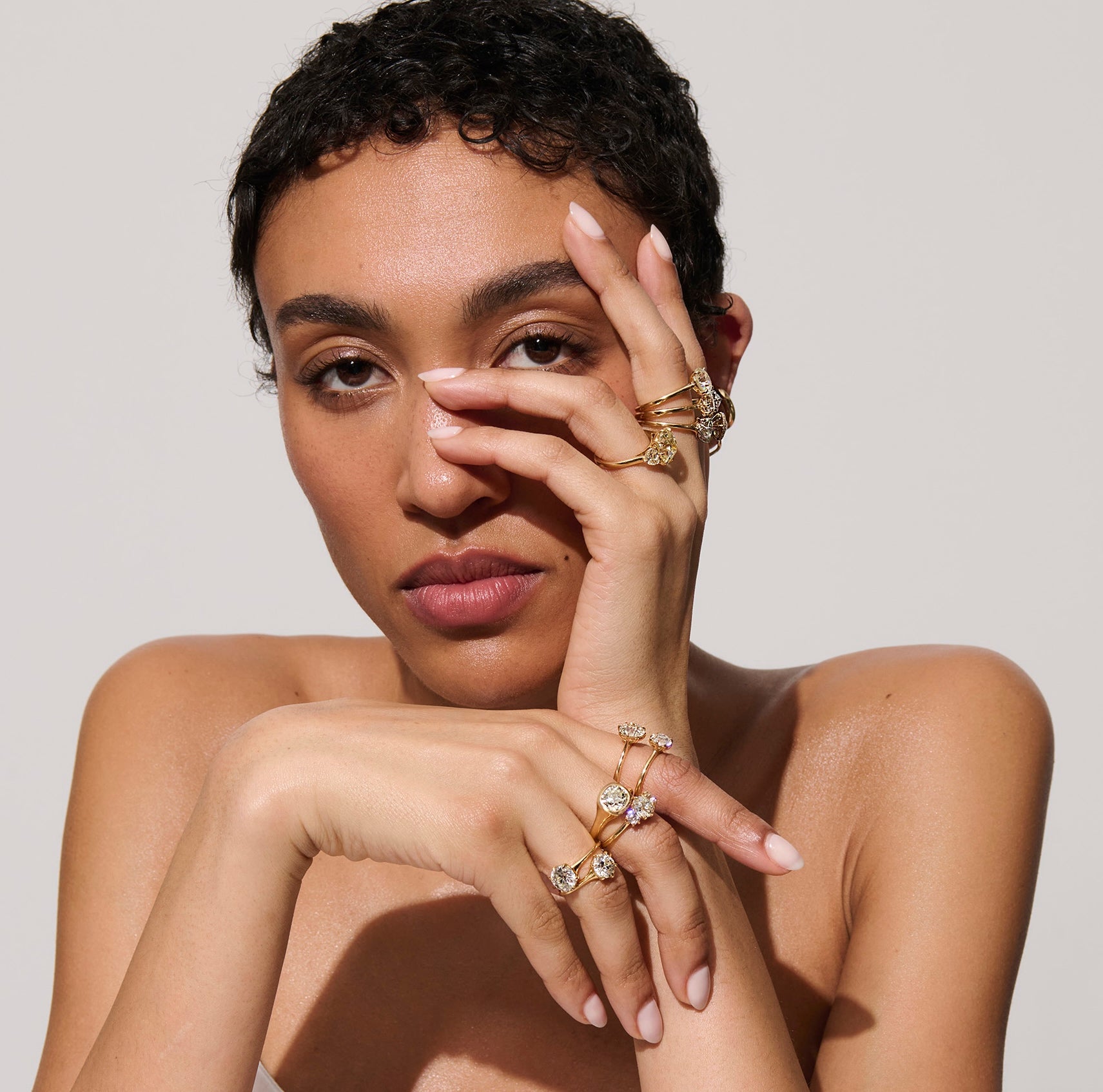 Model Wearing Vale Jewelry 2.73 Carat Old Mine Cut Diamond Elise Ring