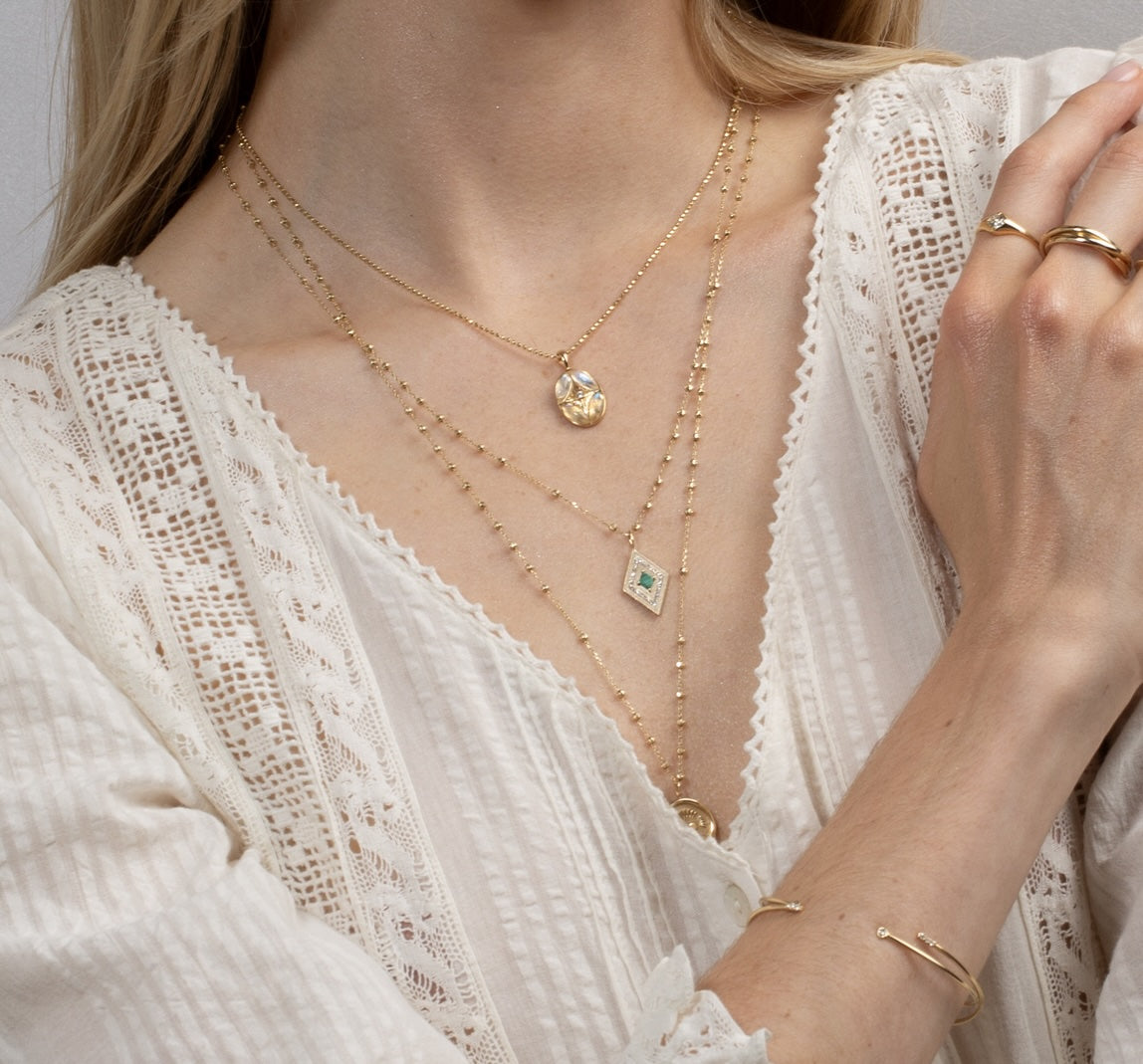 Vale Jewelry Perrine Necklace with Moonstone on Model