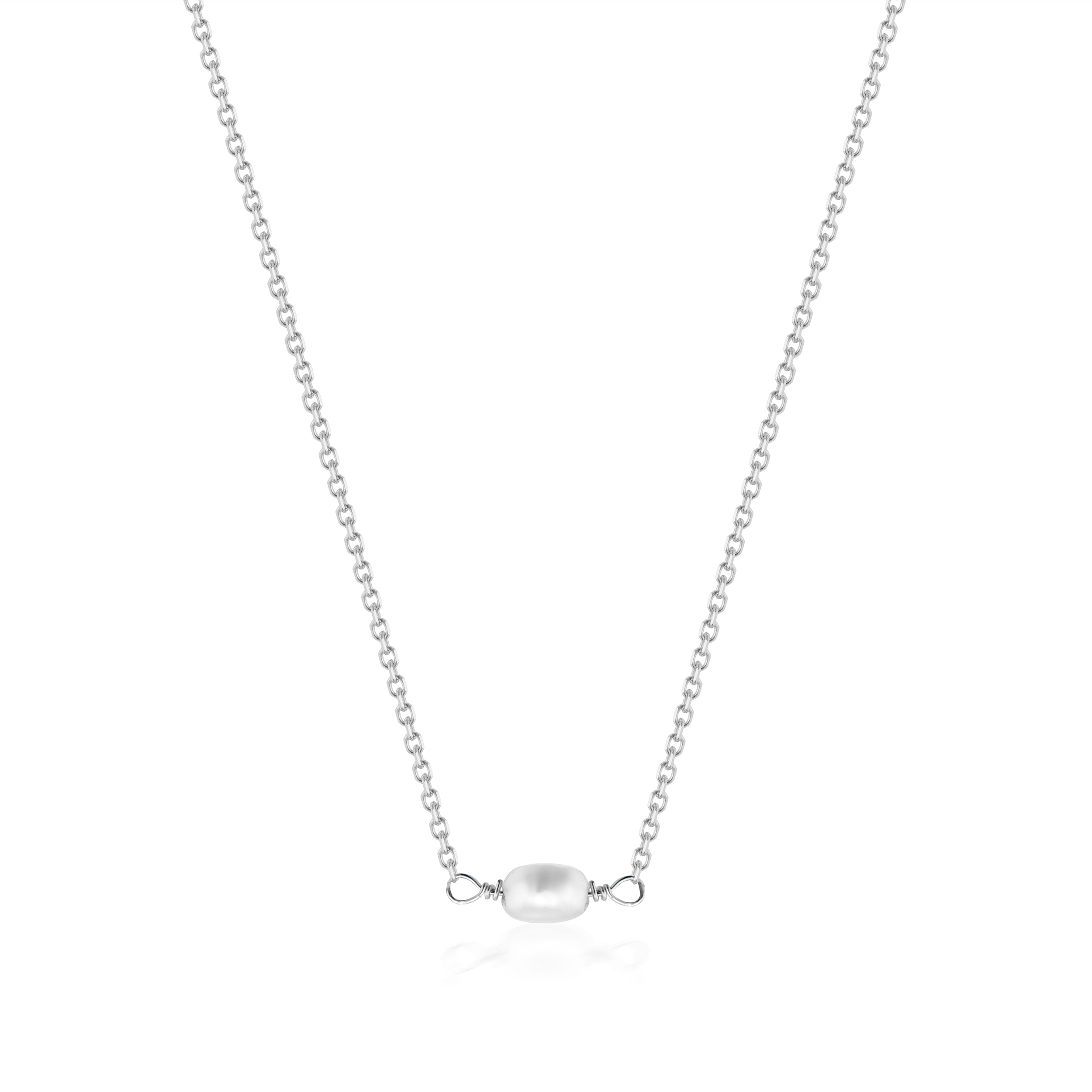 Vale Jewelry Seed Pearl Necklace Close-up in 14K White Gold