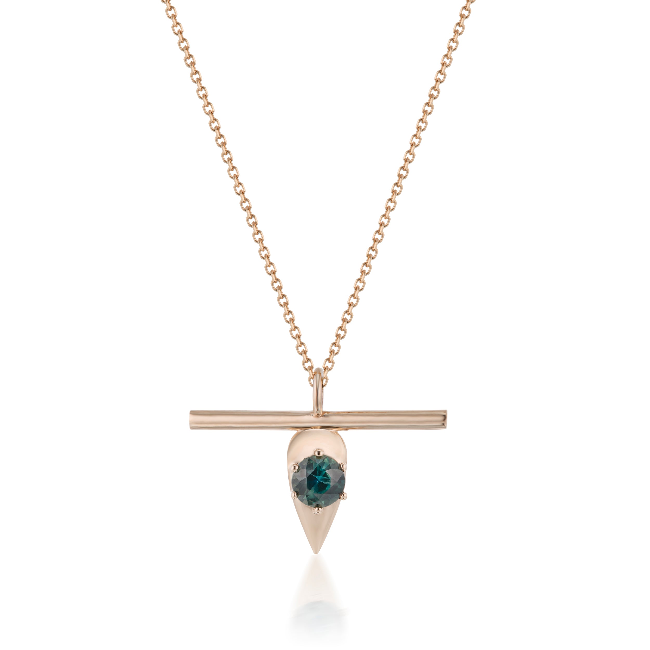 Vale Jewelry Swoop T-Bar Sapphire Necklace
