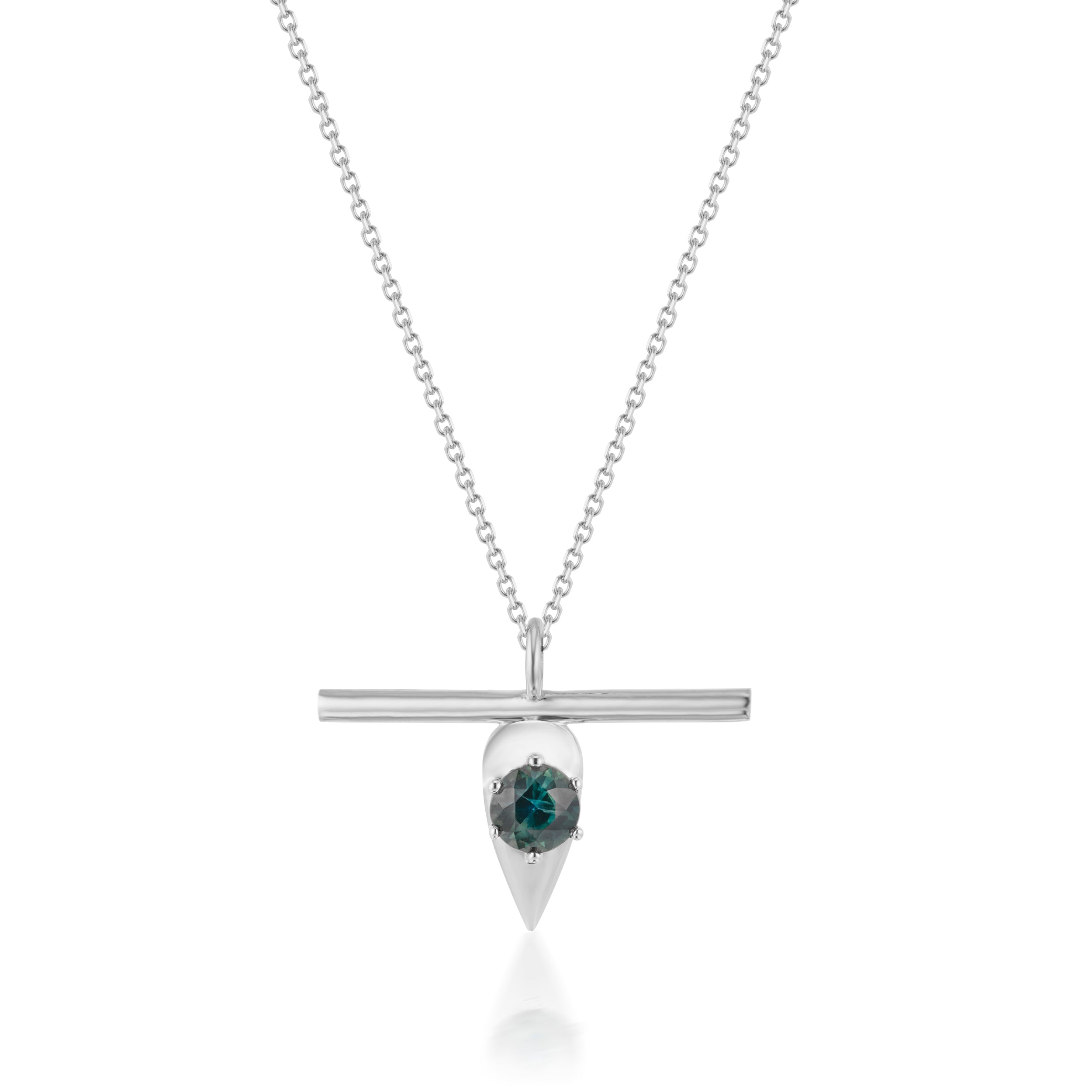 Vale Jewelry Swoop T-Bar Sapphire Necklace