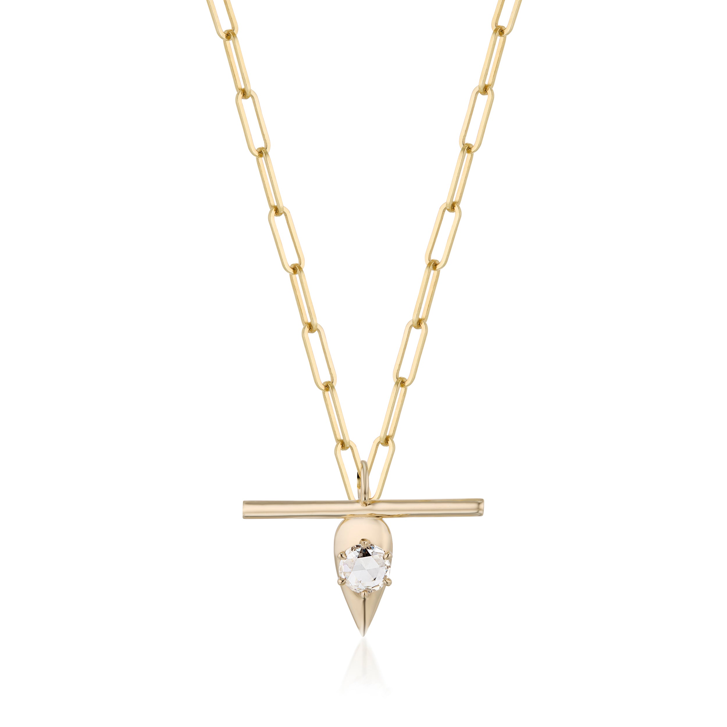 Vale Jewelry Swoop T-Bar Rose Cut Diamond Necklace