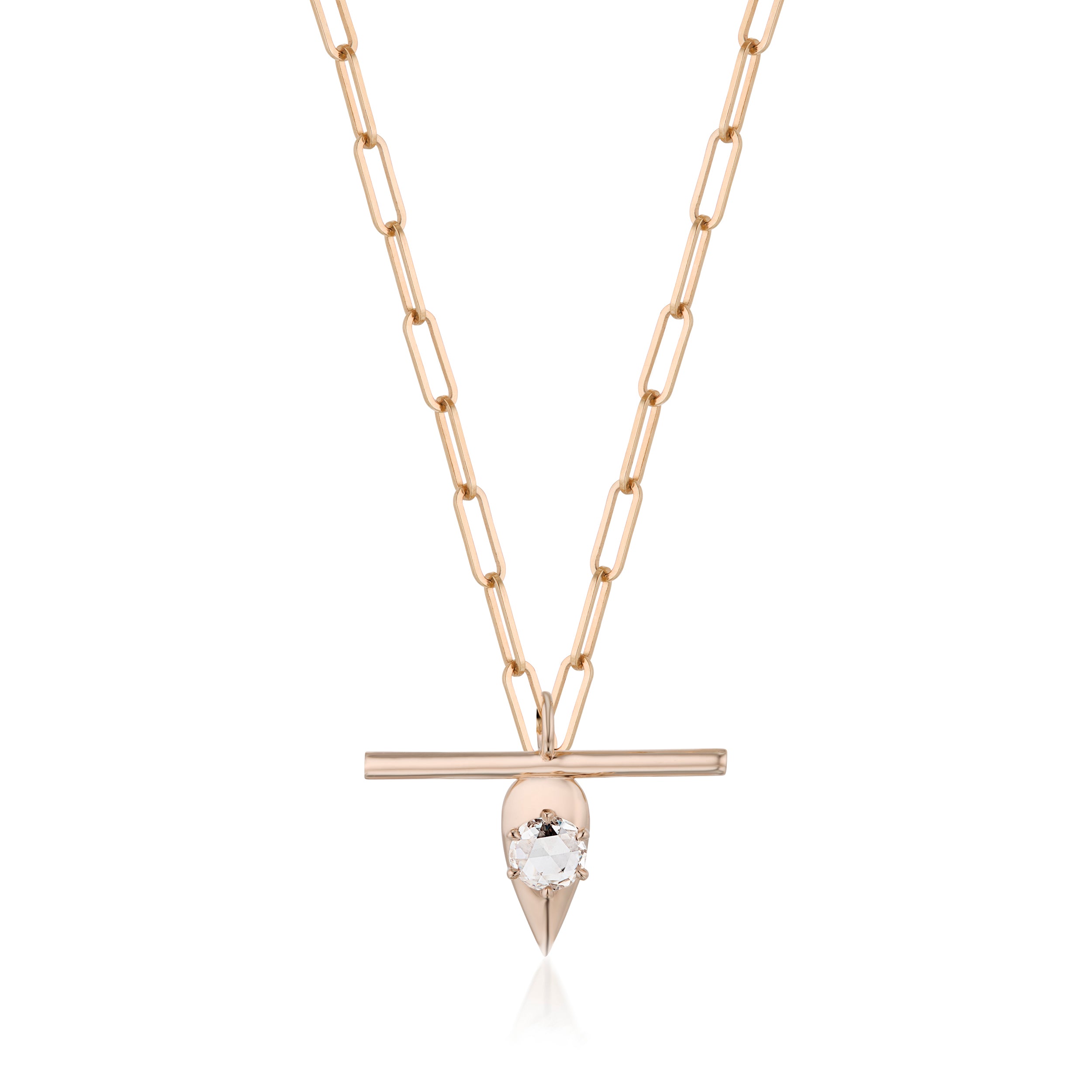 Vale Jewelry Swoop T-Bar Rose Cut Diamond Necklace