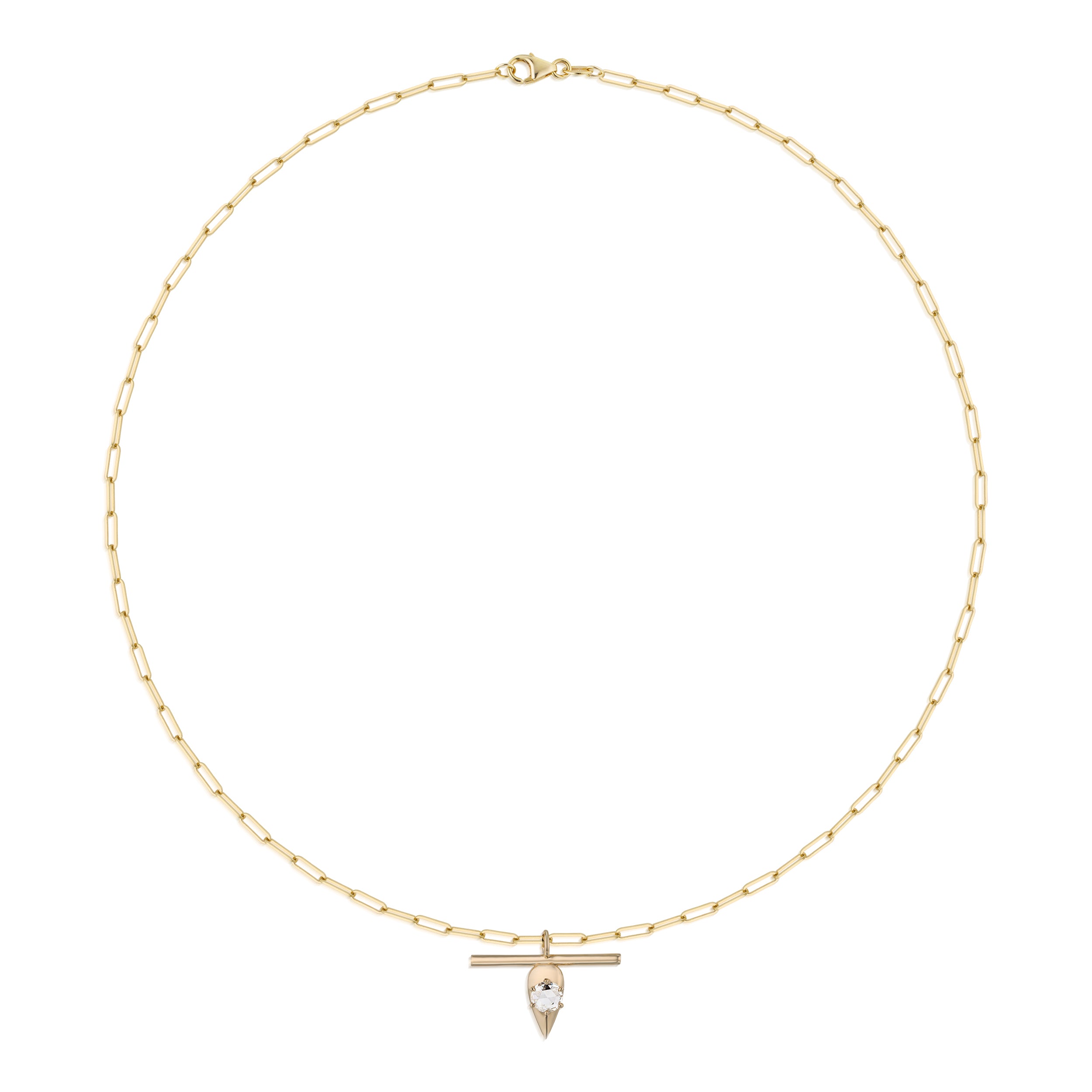 Vale Jewelry Swoop T-Bar Rose Cut Diamond Necklace