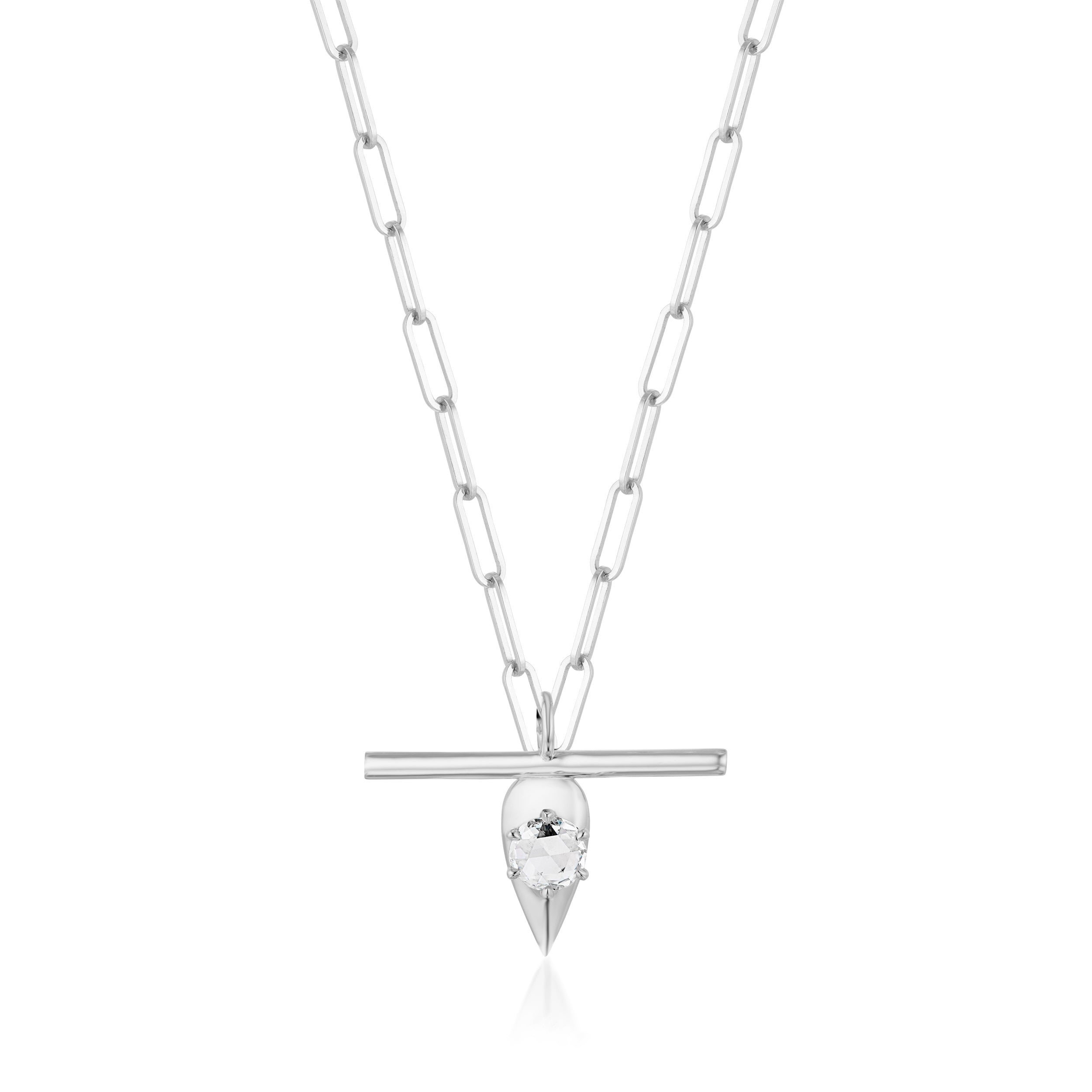 Vale Jewelry Swoop T-Bar Rose Cut Diamond Necklace